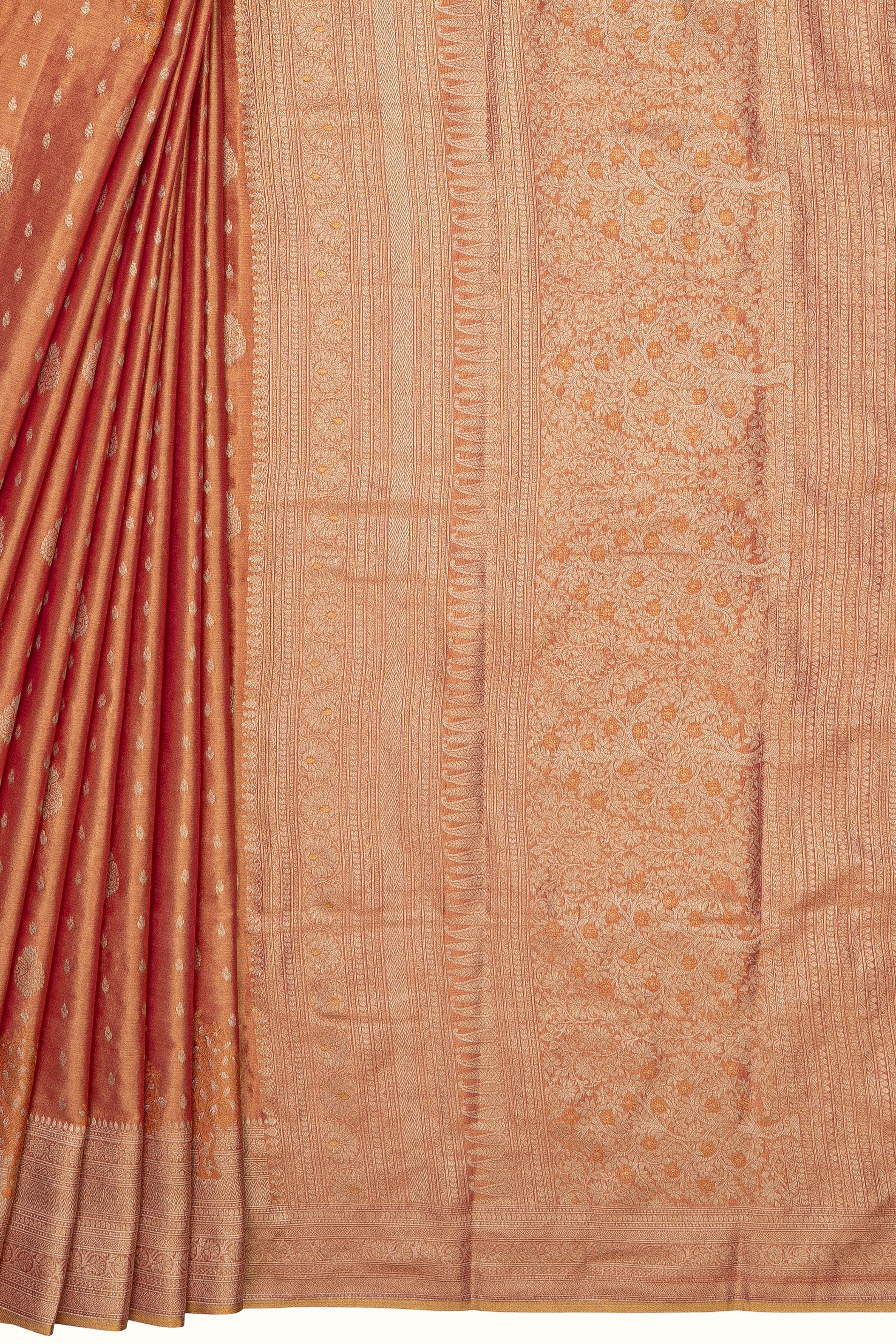 Blush Pink Tissue Silk Saree with Gold and Silver Zari motifs