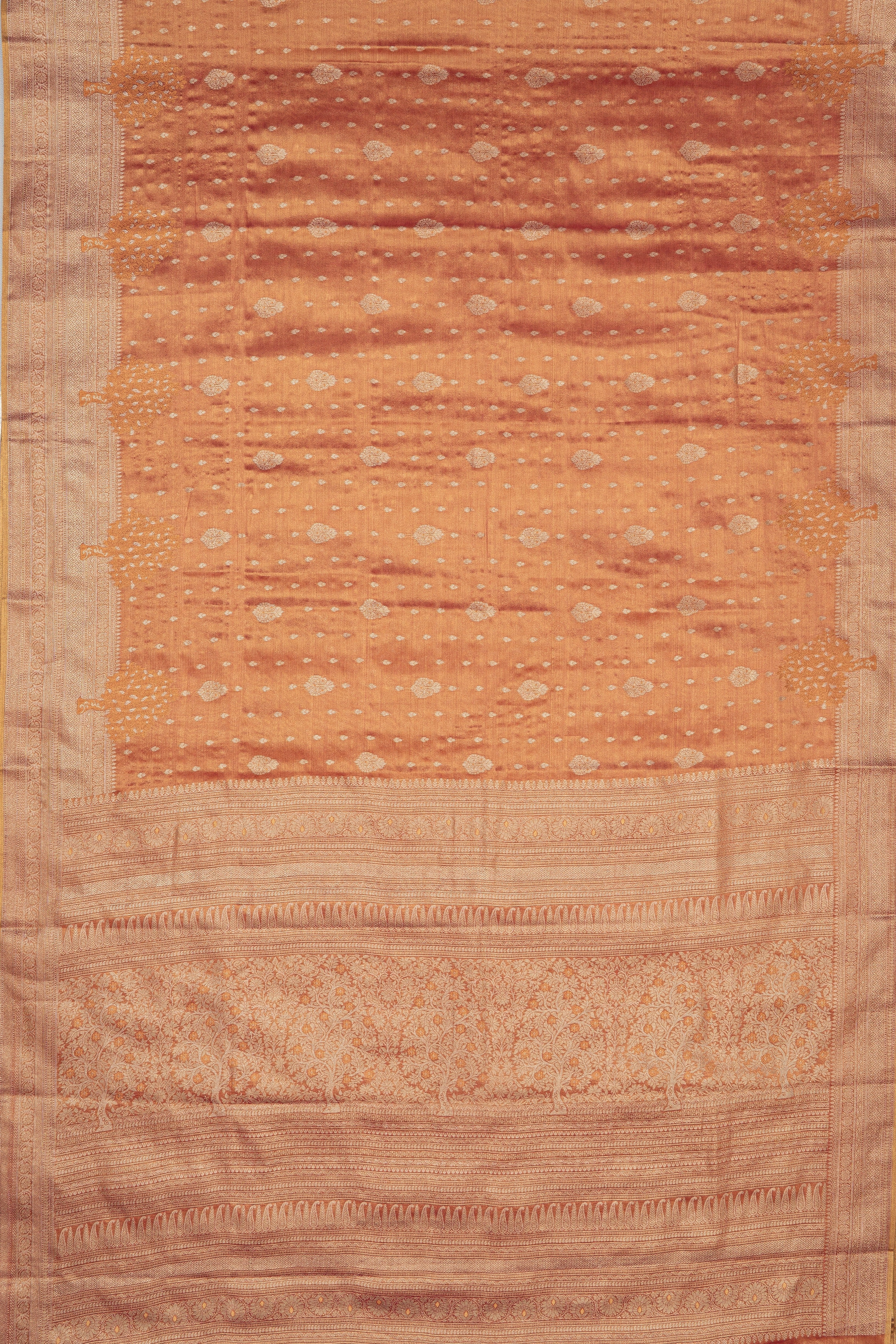 Blush Pink Tissue Silk Saree with Gold and Silver Zari motifs