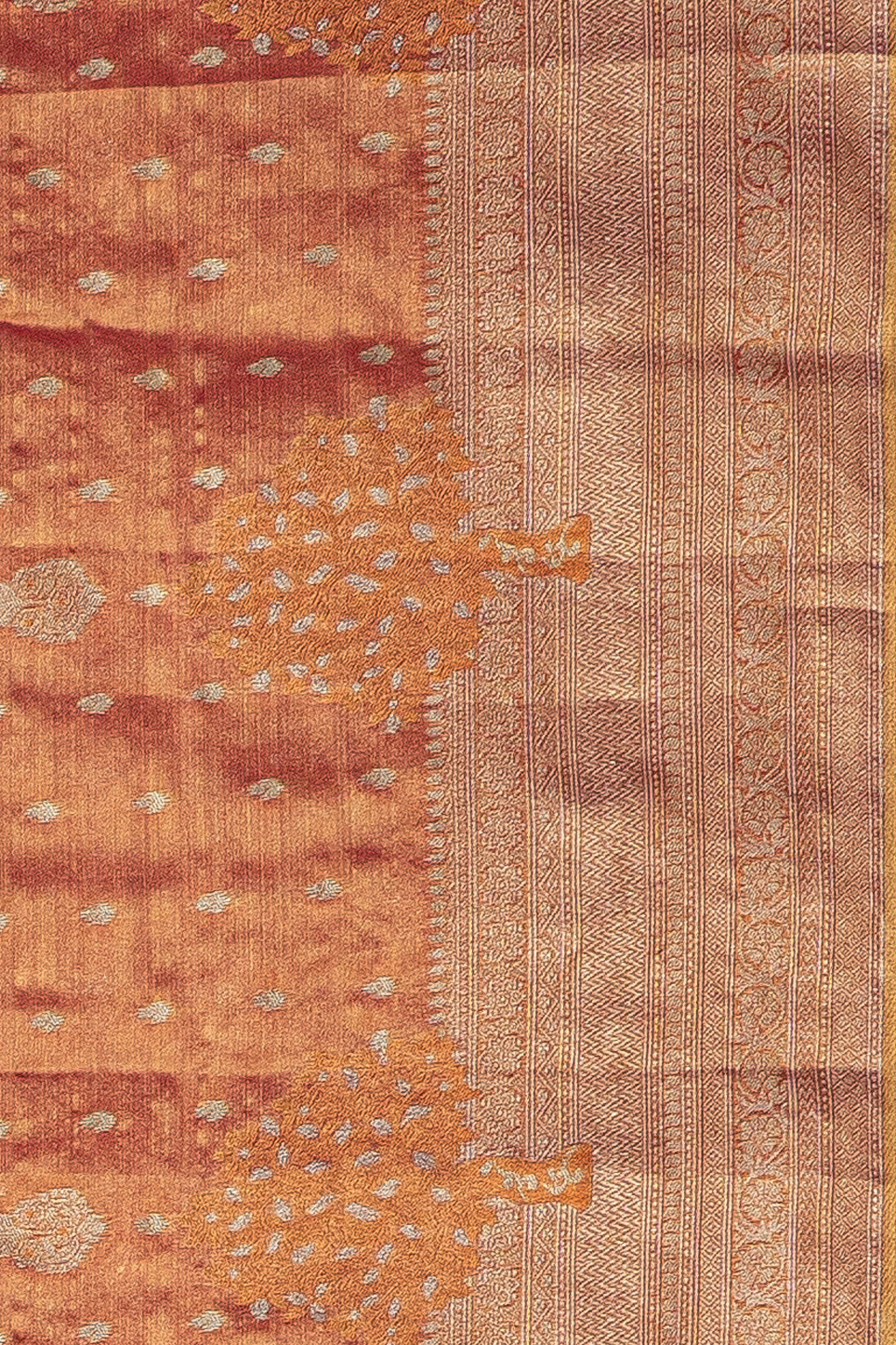 Blush Pink Tissue Silk Saree with Gold and Silver Zari motifs