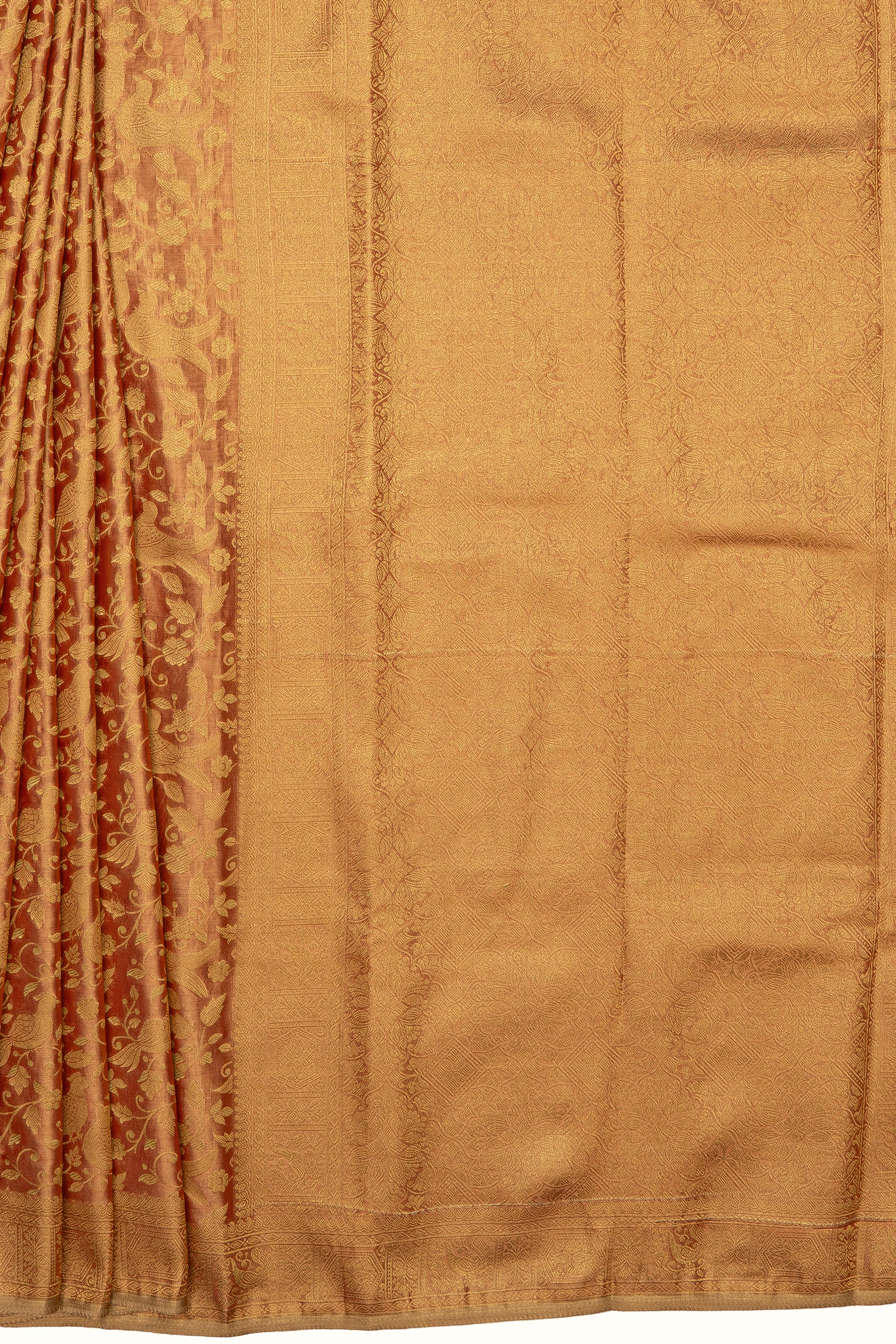 Orange Gold Tissue Silk Jaal Brocade Saree