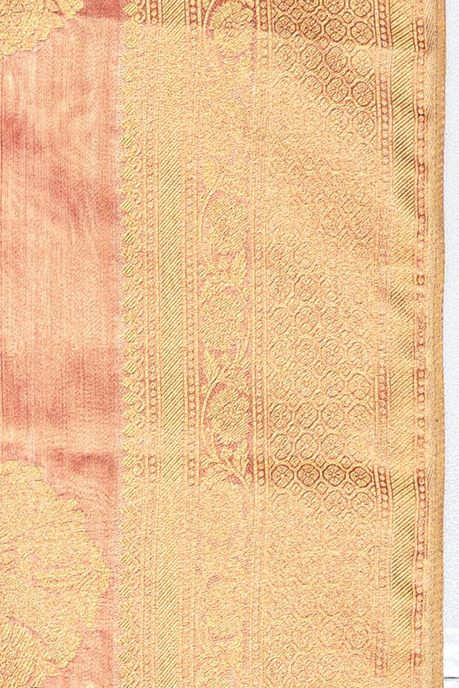 Rose Gold Tissue Silk Saree with Gold Zari motifs