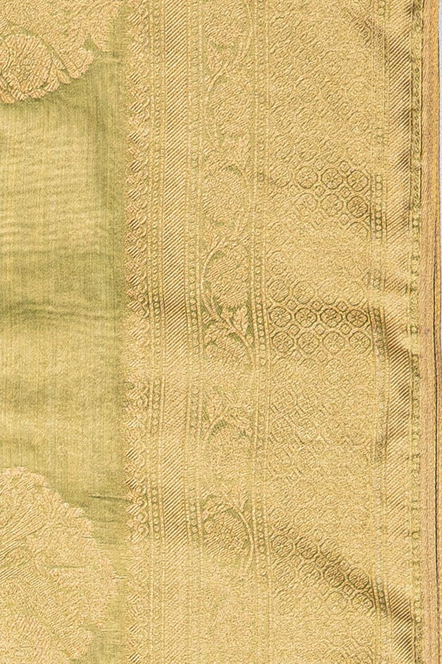 Green Tissue Silk Saree with Gold Zari motifs