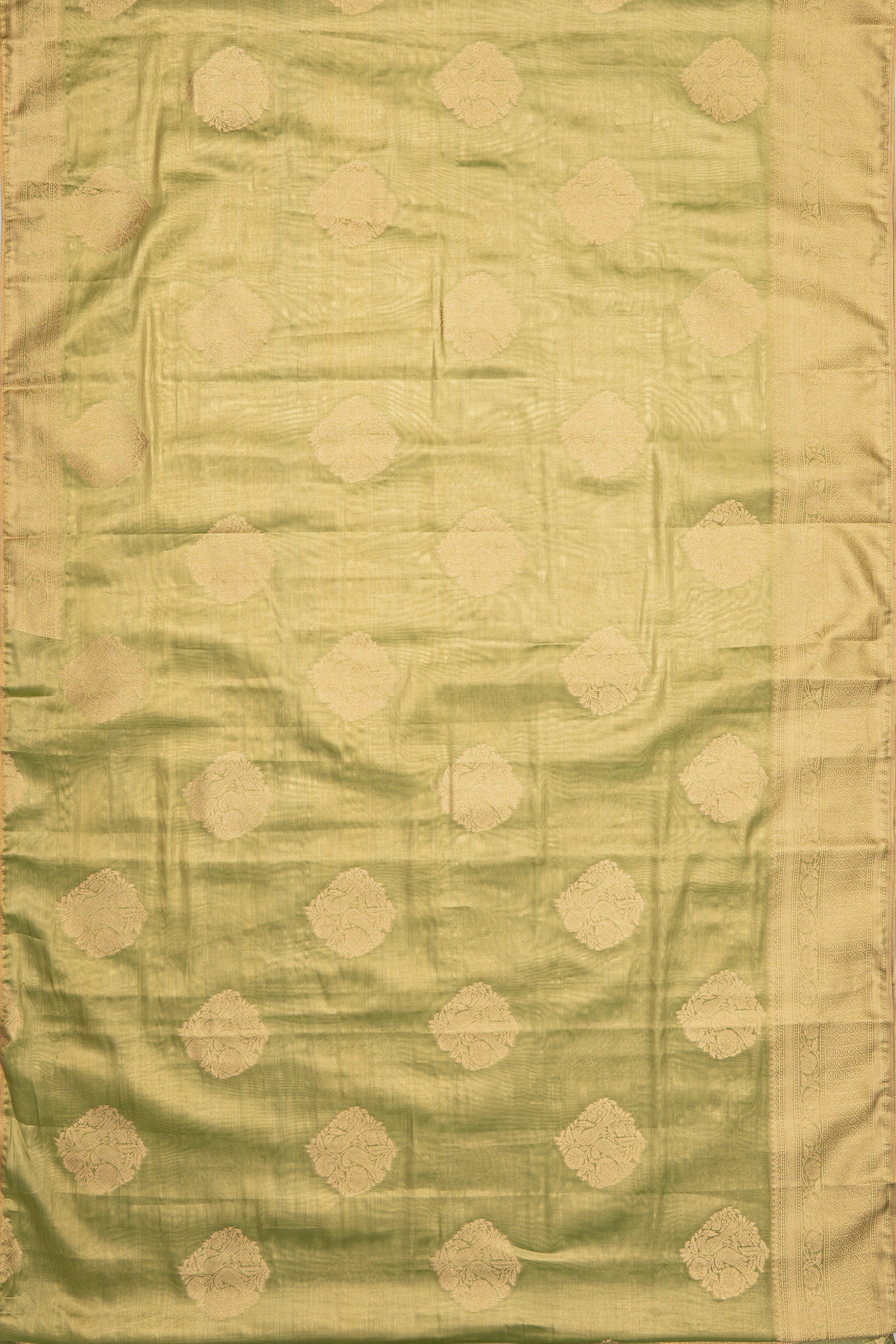 Green Tissue Silk Saree with Gold Zari motifs