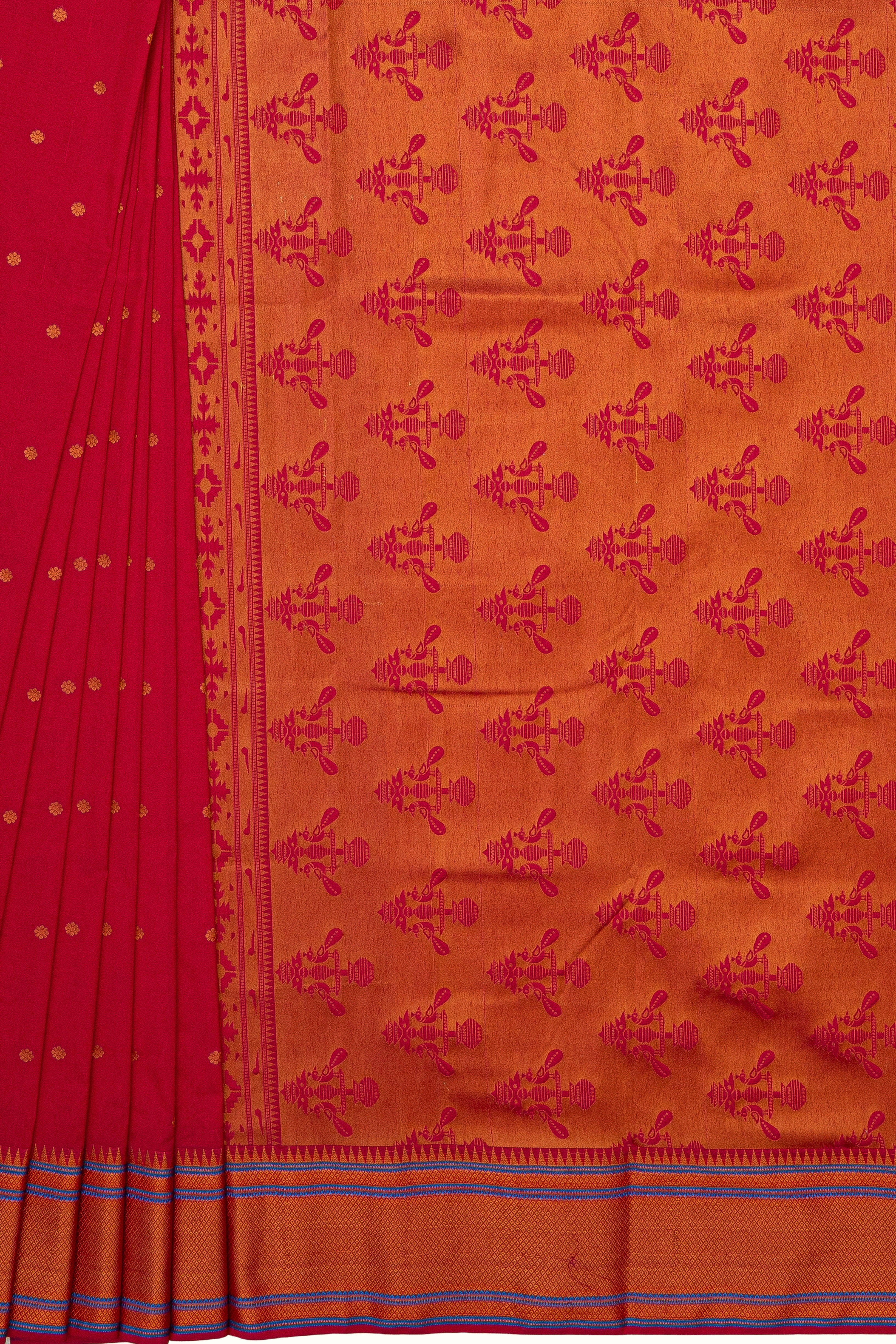 Rani Pink Apurva Silk Paithani Saree with Self border