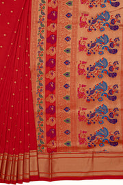 Red Apurva Silk Paithani Saree with Chattai border