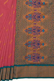 Light Pink Apurva Silk Paithani Saree with Peacock Green border