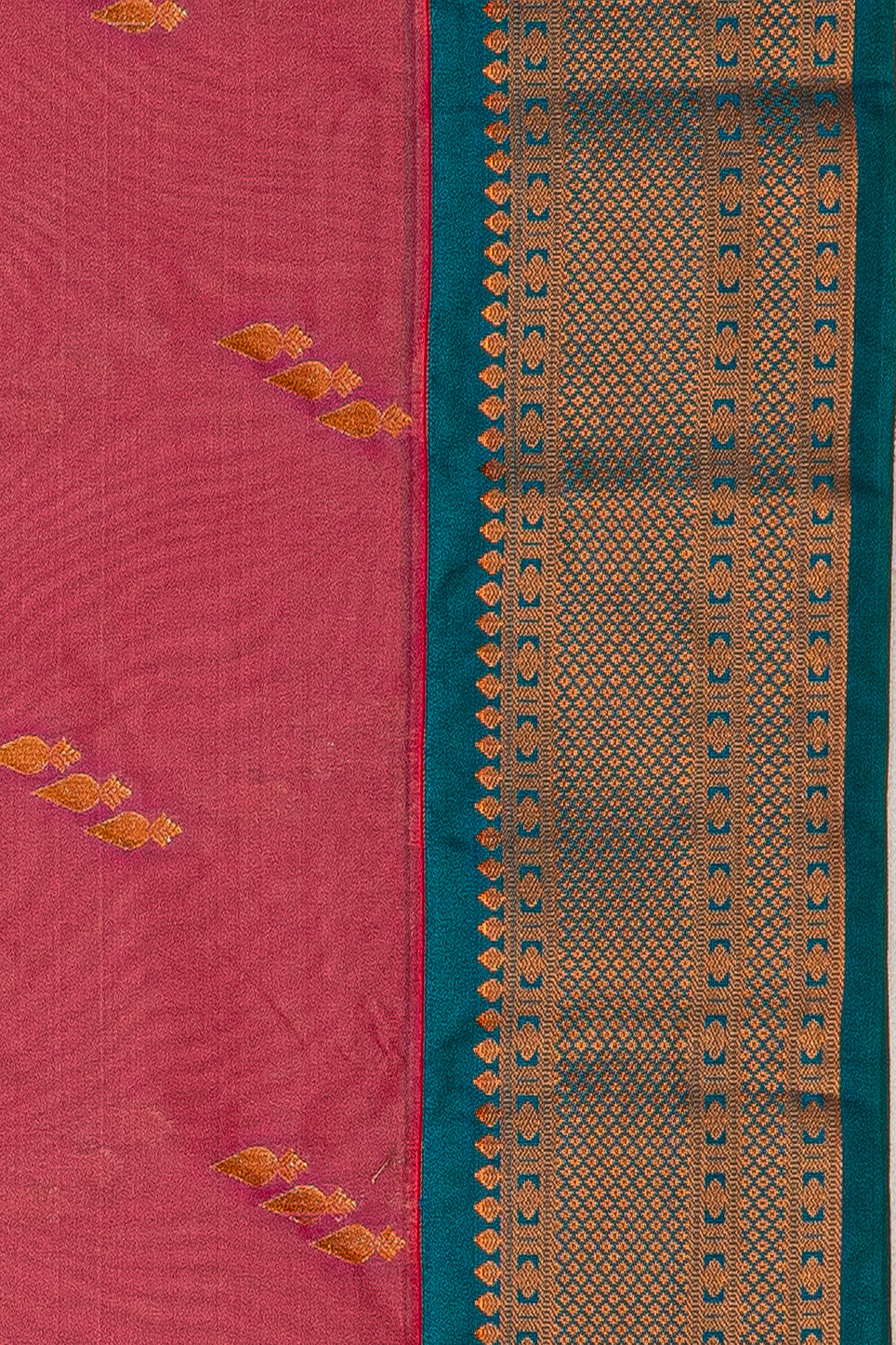 Light Pink Apurva Silk Paithani Saree with Peacock Green border
