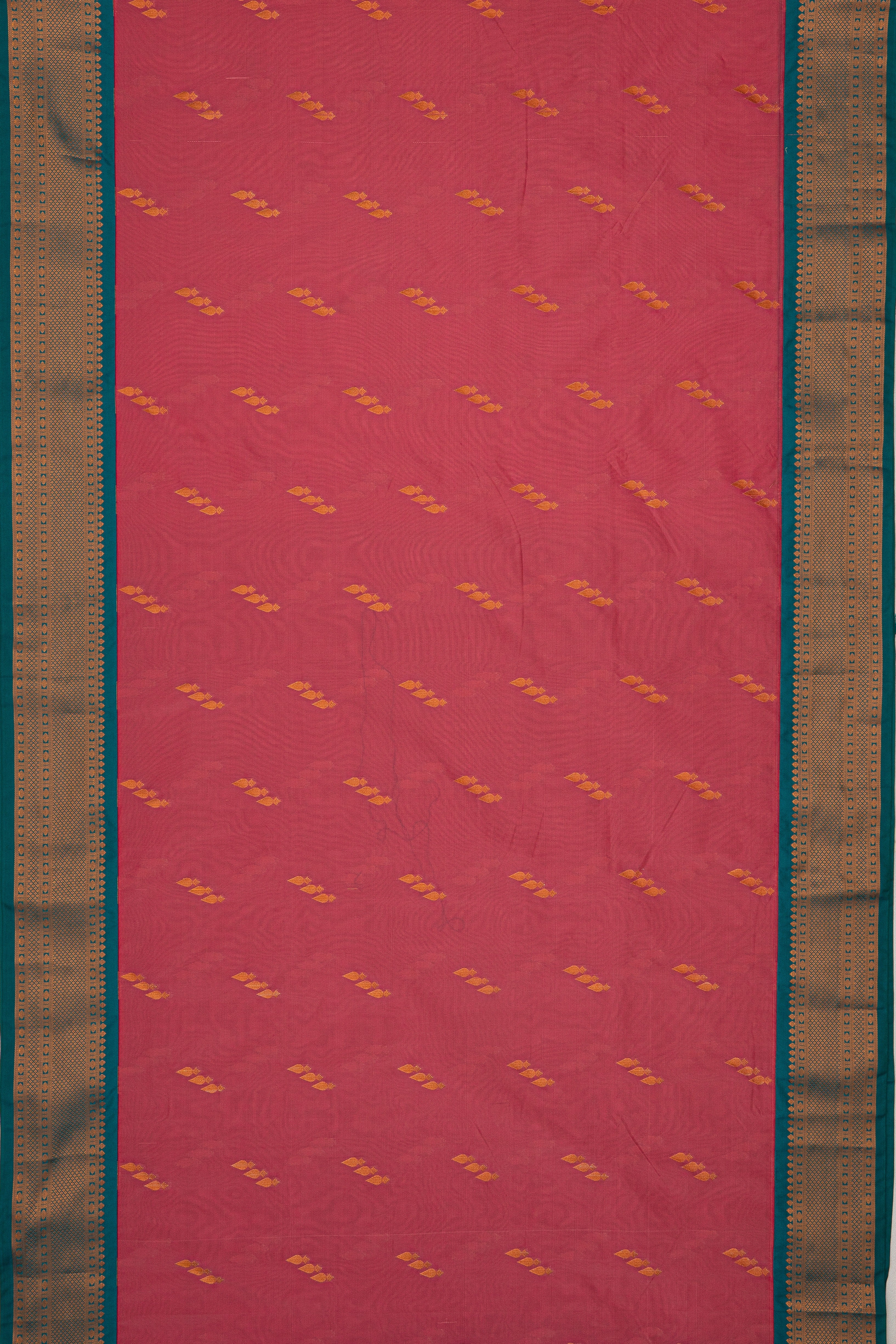 Light Pink Apurva Silk Paithani Saree with Peacock Green border