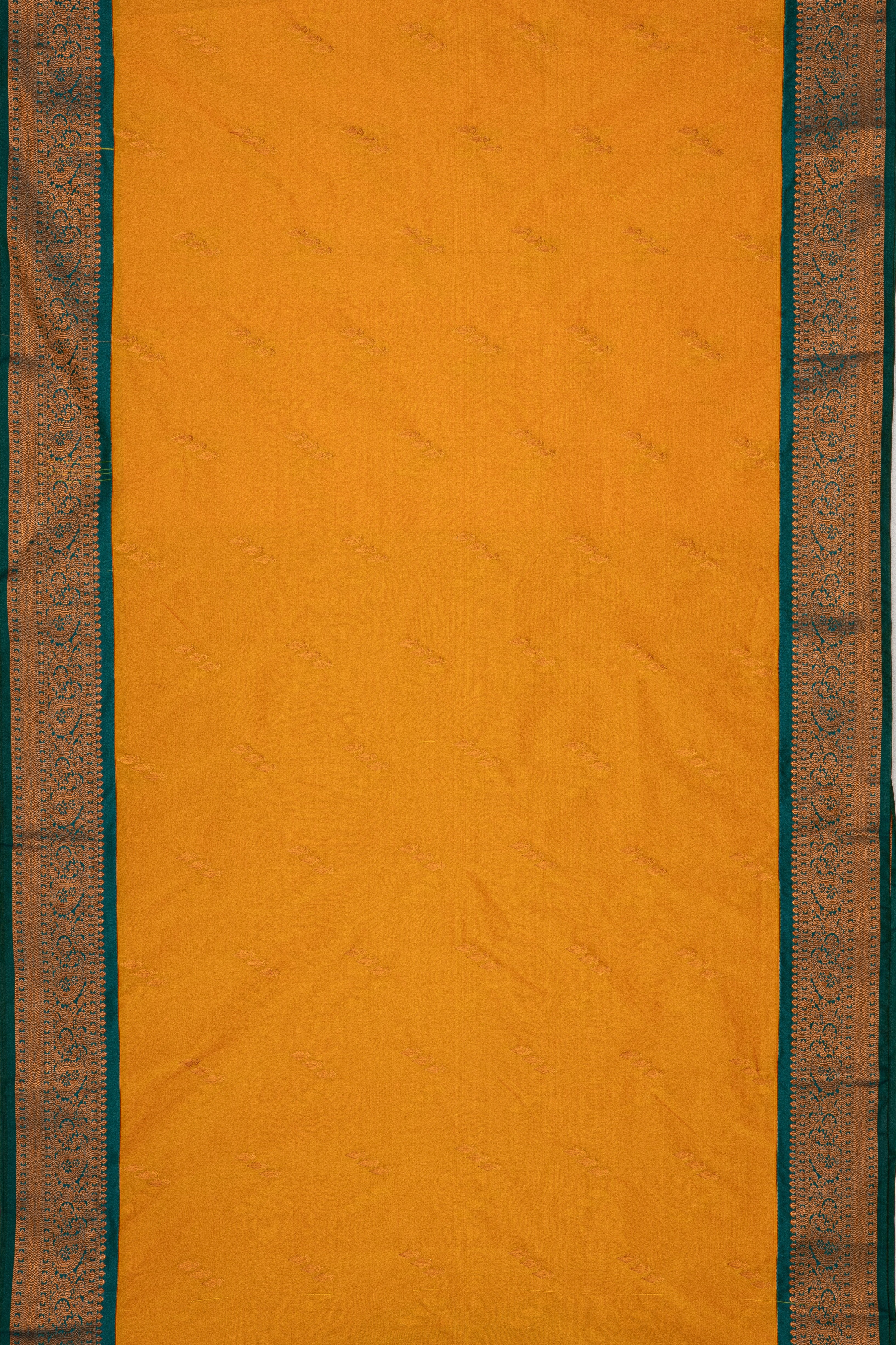 Mustard Yellow Apurva Silk Paithani Saree with Peacock Green border