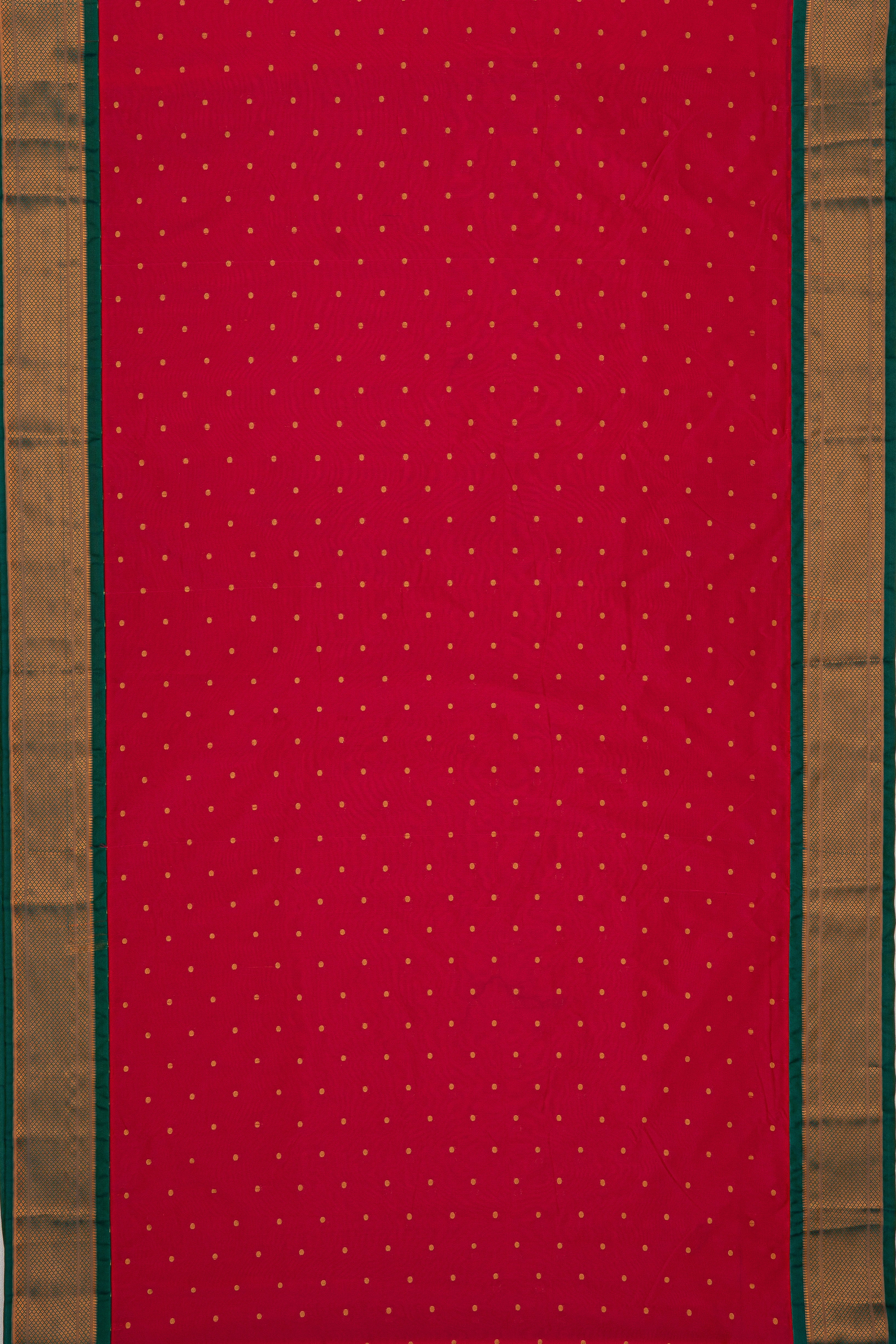 Rani Pink Apurva Silk Kadiyal Paithani Saree with Peacock Green border