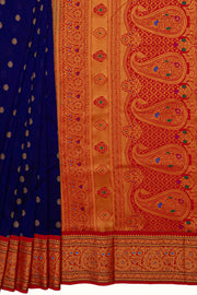Purple Apurva Silk Paithani Saree with contrast Red border
