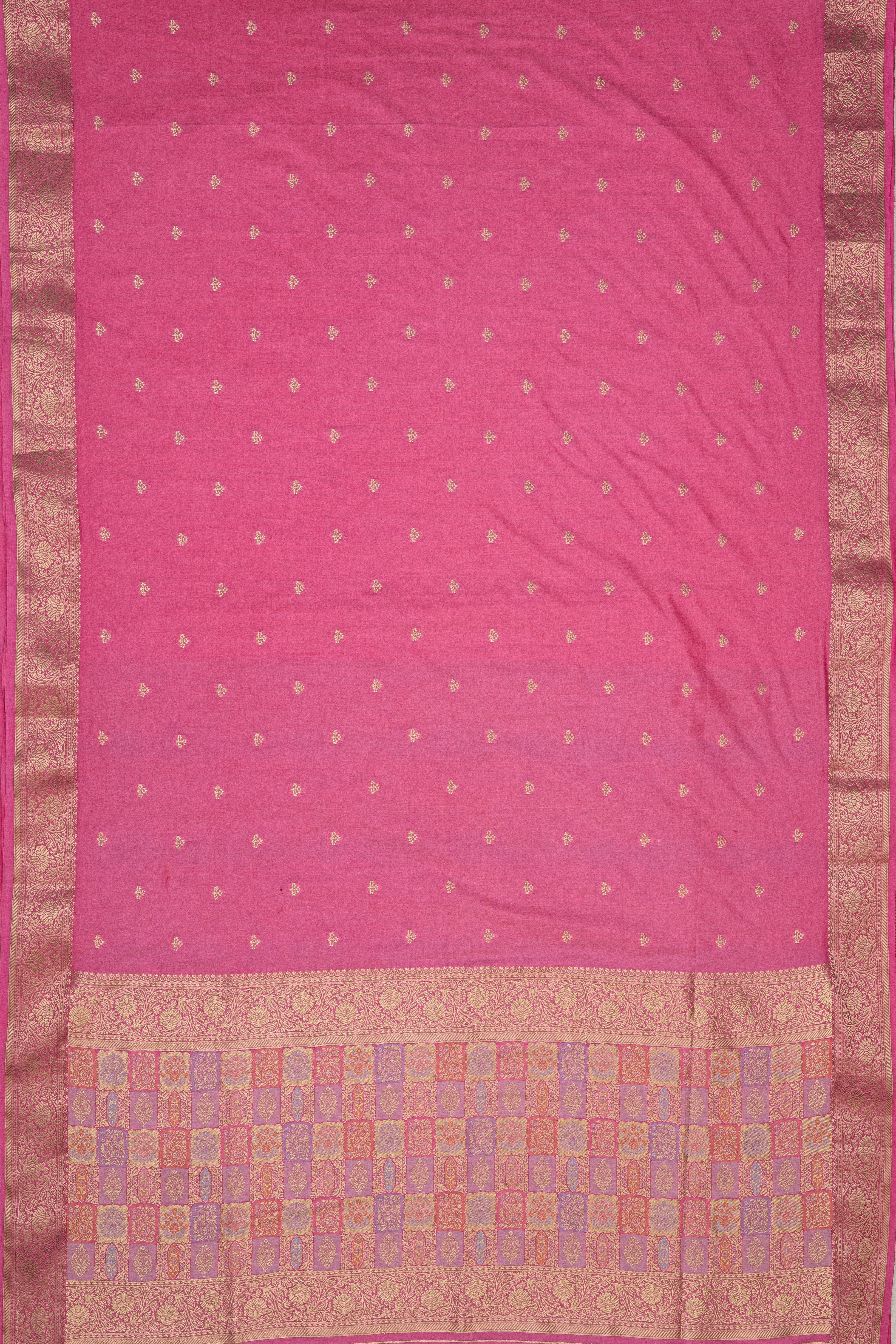 Pink Katan Silk Saree with Veil border