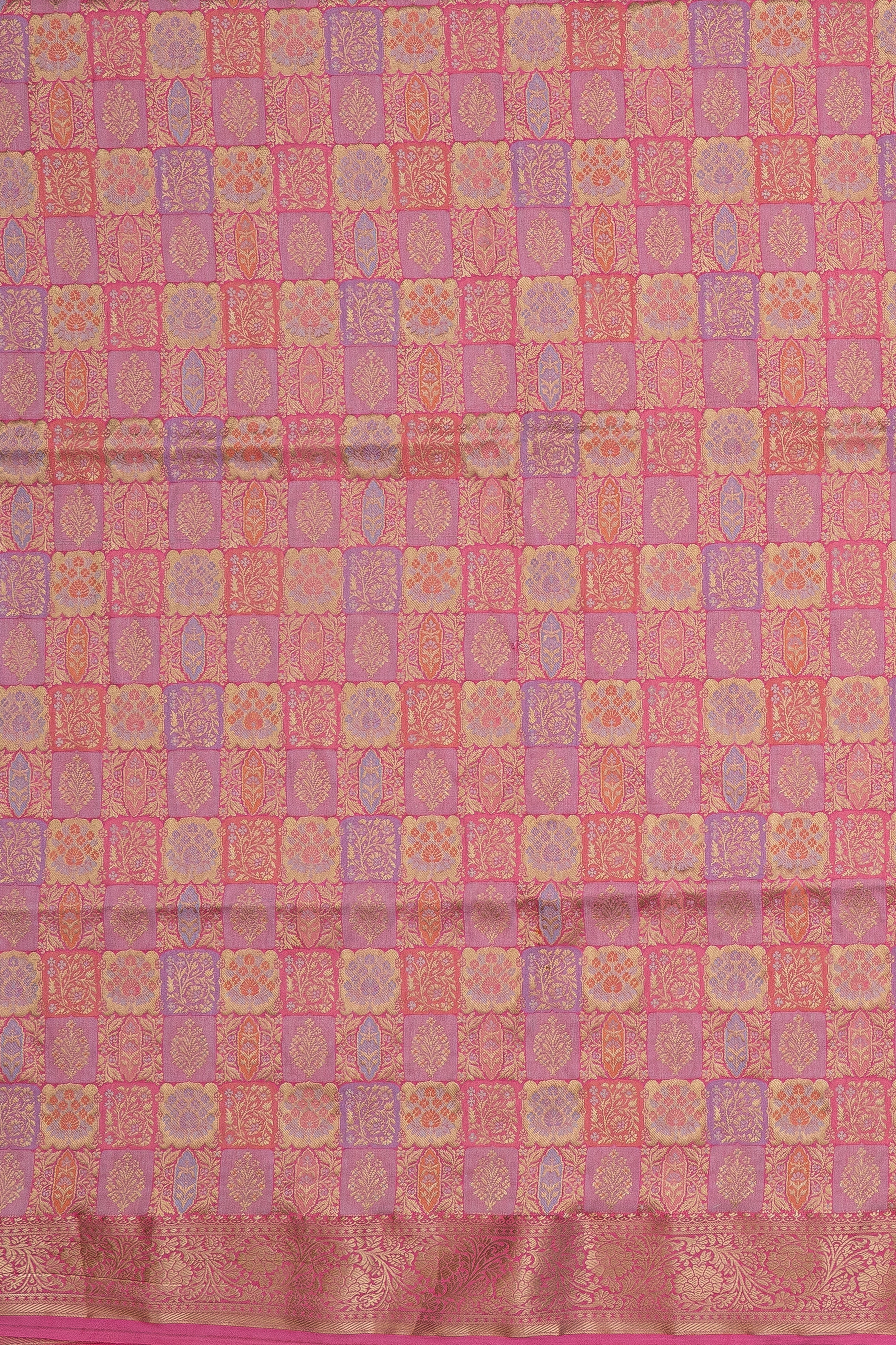 Pink Katan Silk Saree with Veil border