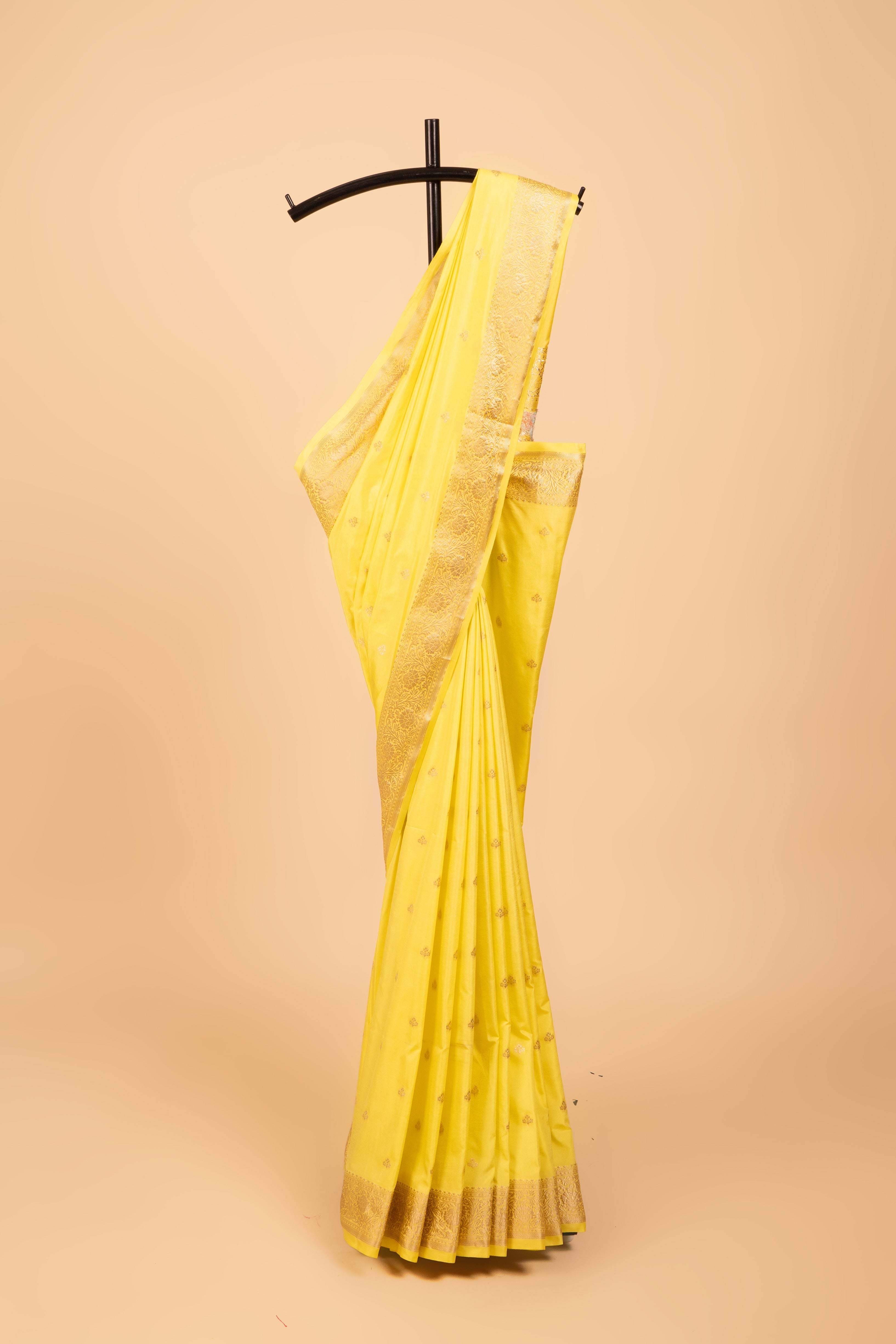Lime Green Katan Silk Saree with Veil border