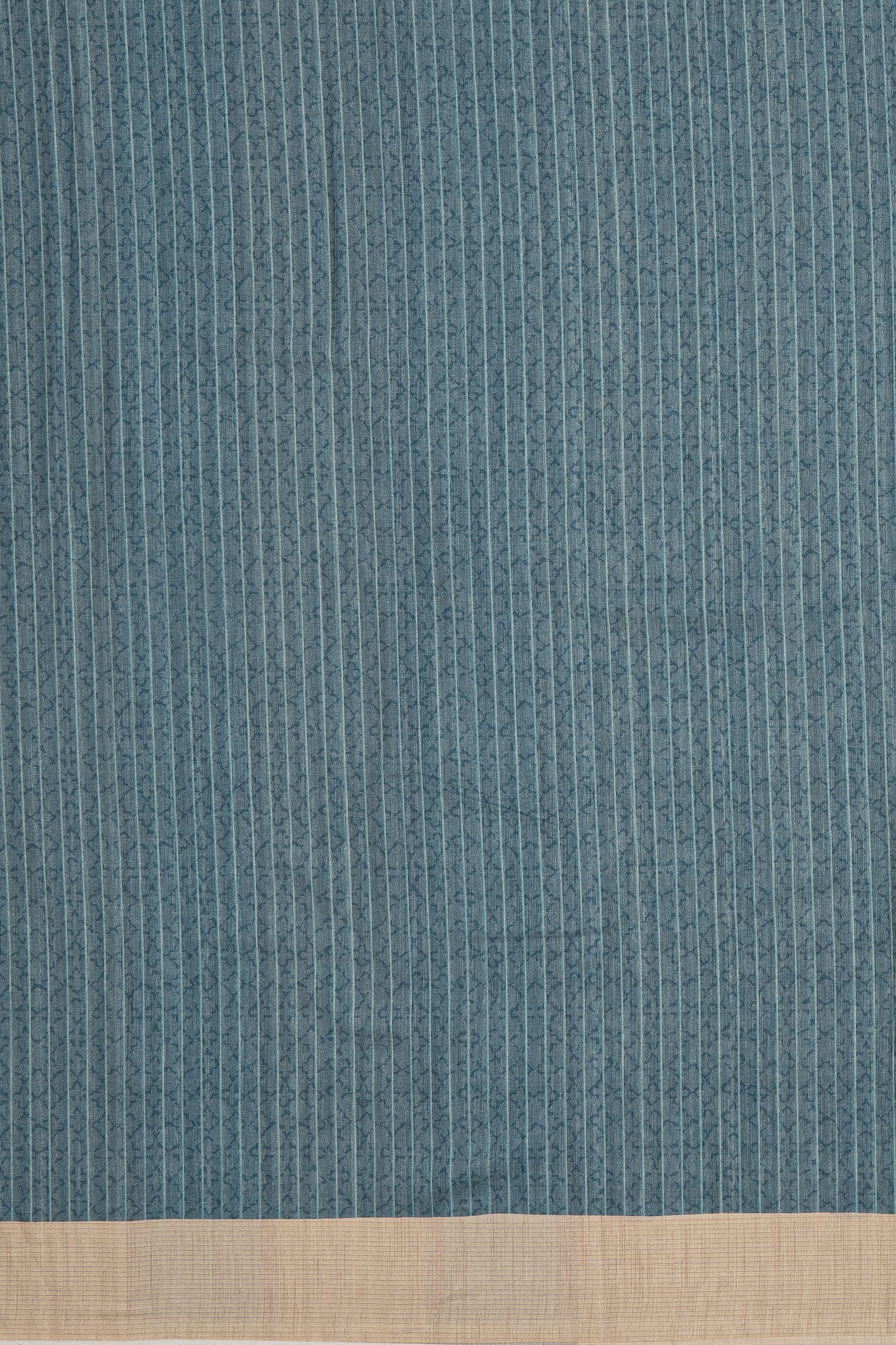 Cream Tussar Silk Saree with Blue Jaal print