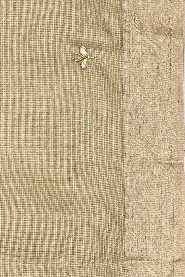 Pastel Green Tissue Silk Saree with Gota Patti Stonework