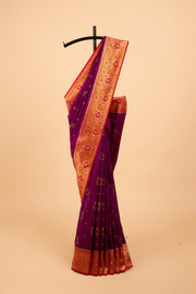 Purple Tussar Silk Saree with Munya and Asawali border