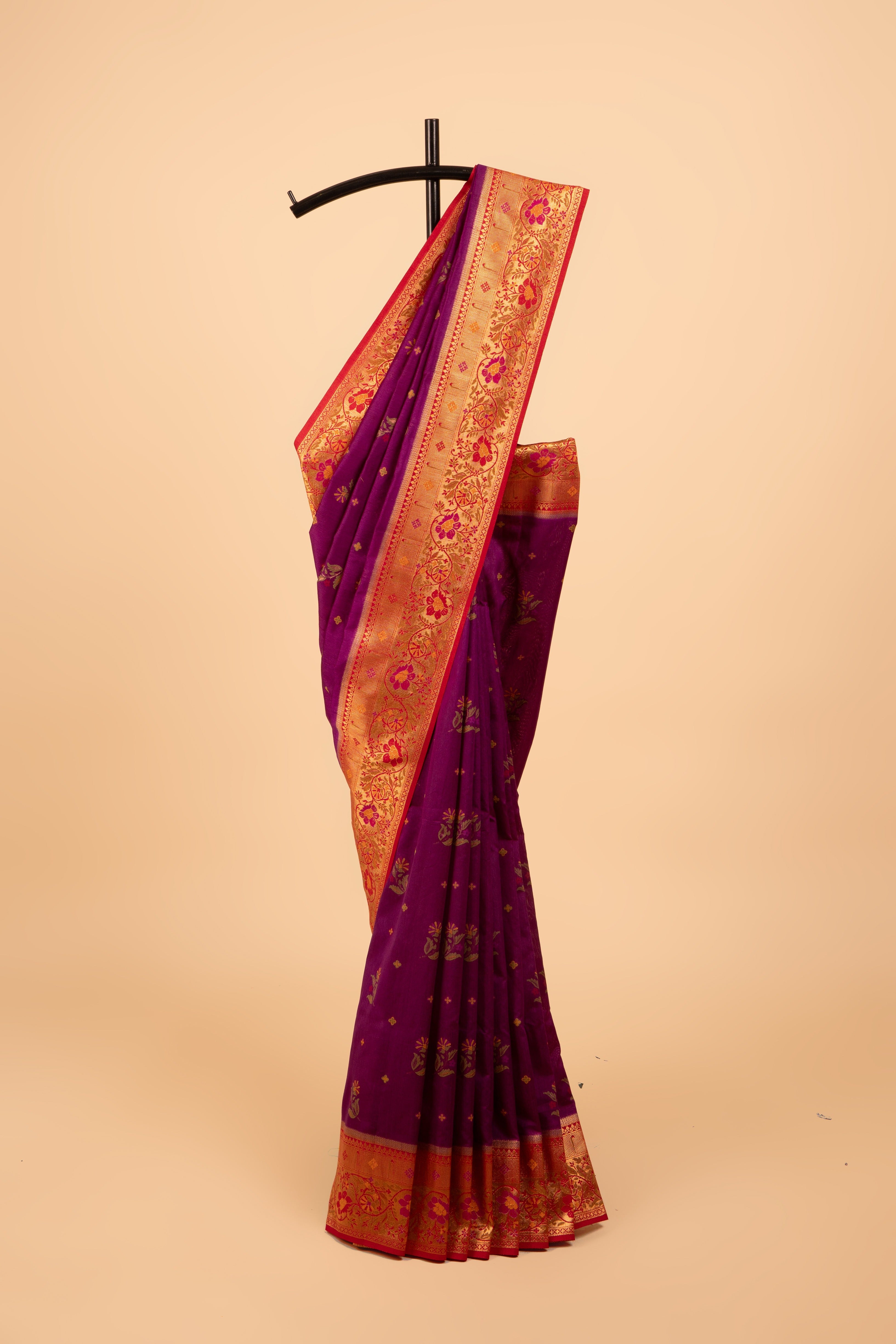 Purple Tussar Silk Saree with Munya and Asawali border