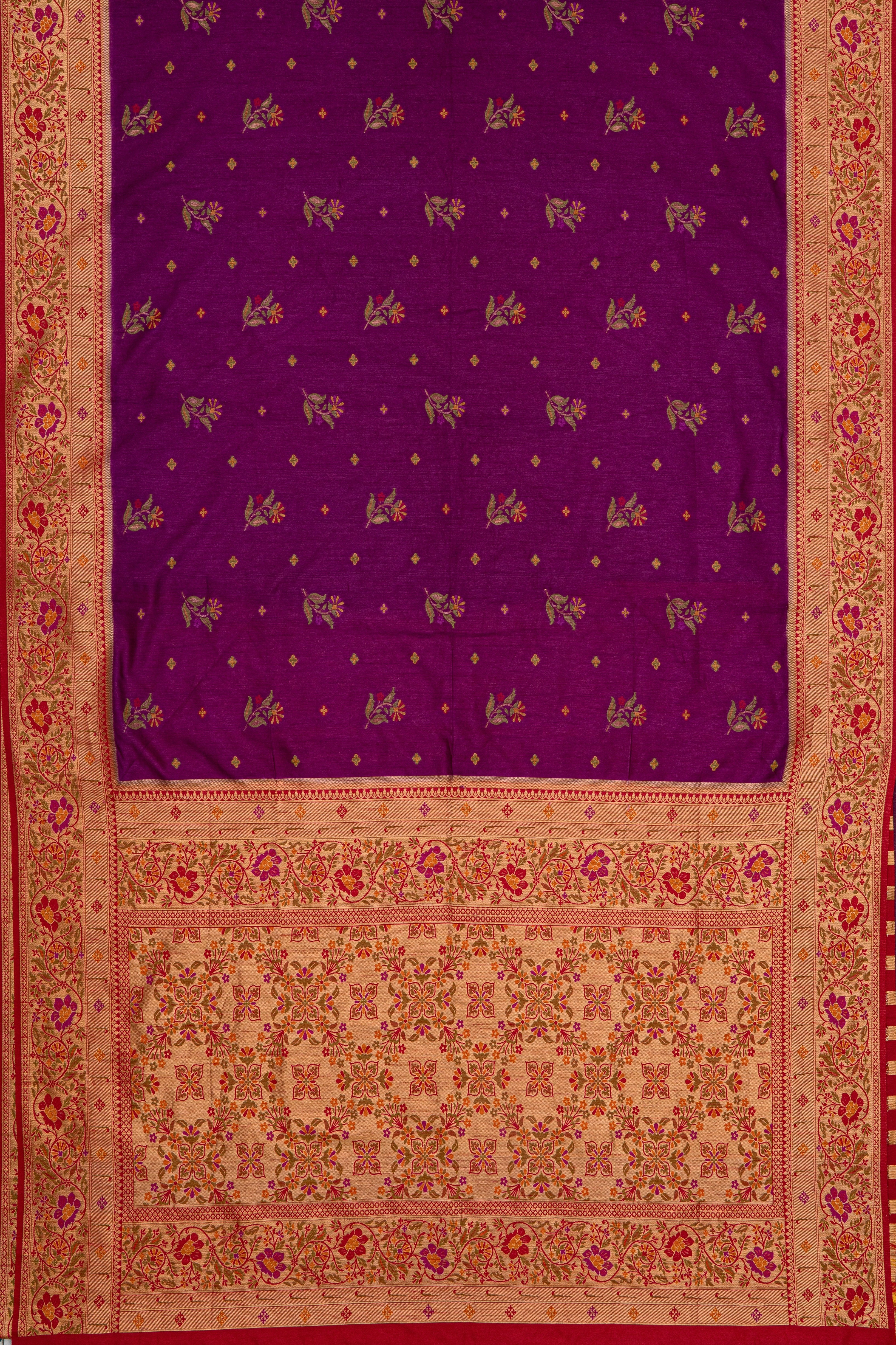 Purple Tussar Silk Saree with Munya and Asawali border