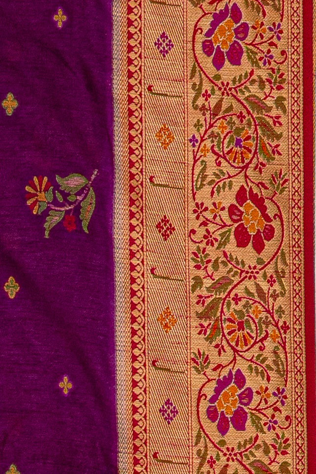 Purple Tussar Silk Saree with Munya and Asawali border
