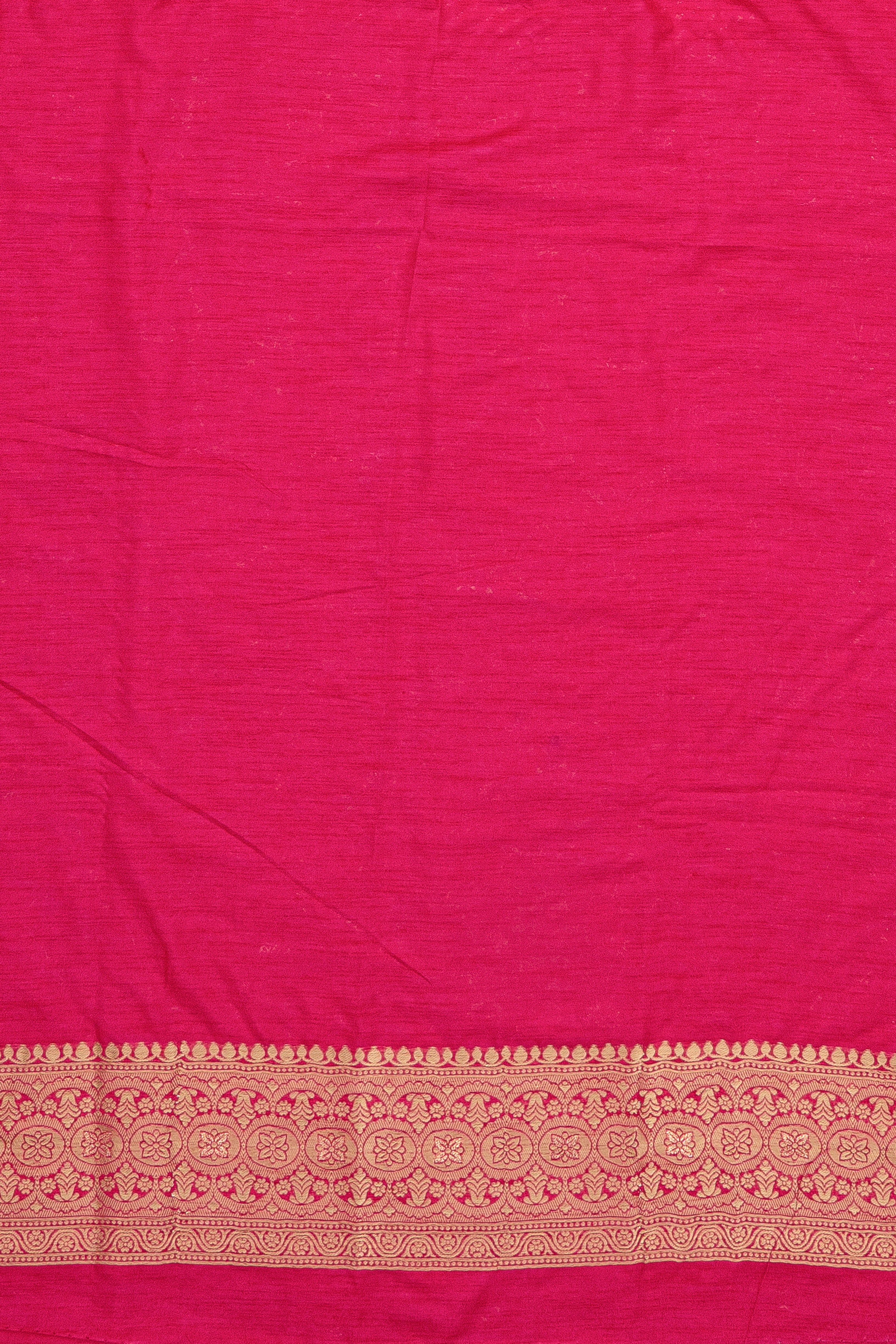 Rani Pink Dola Silk Saree with Geometric stripes