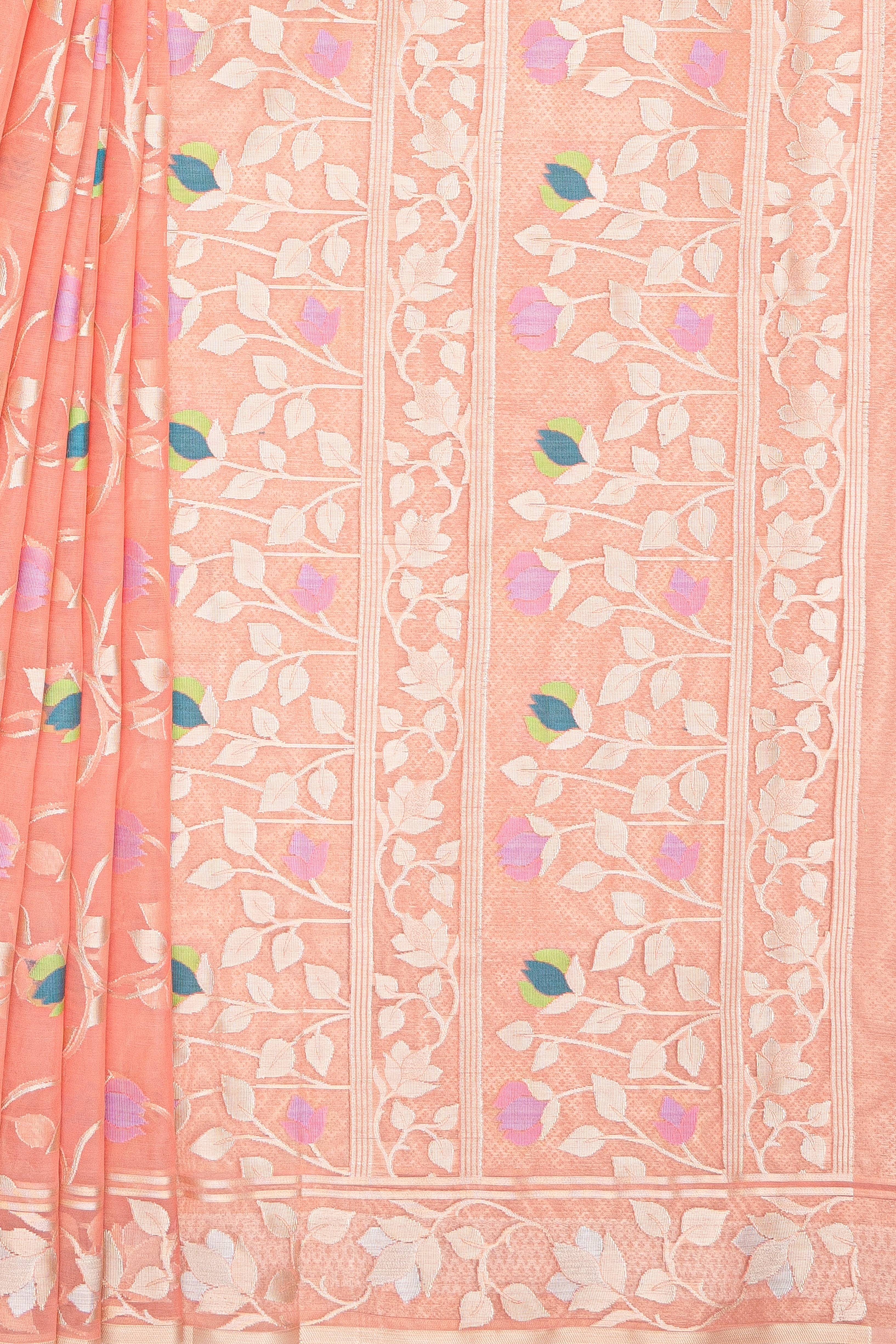 Pink Organza Saree with Veil Zariwork