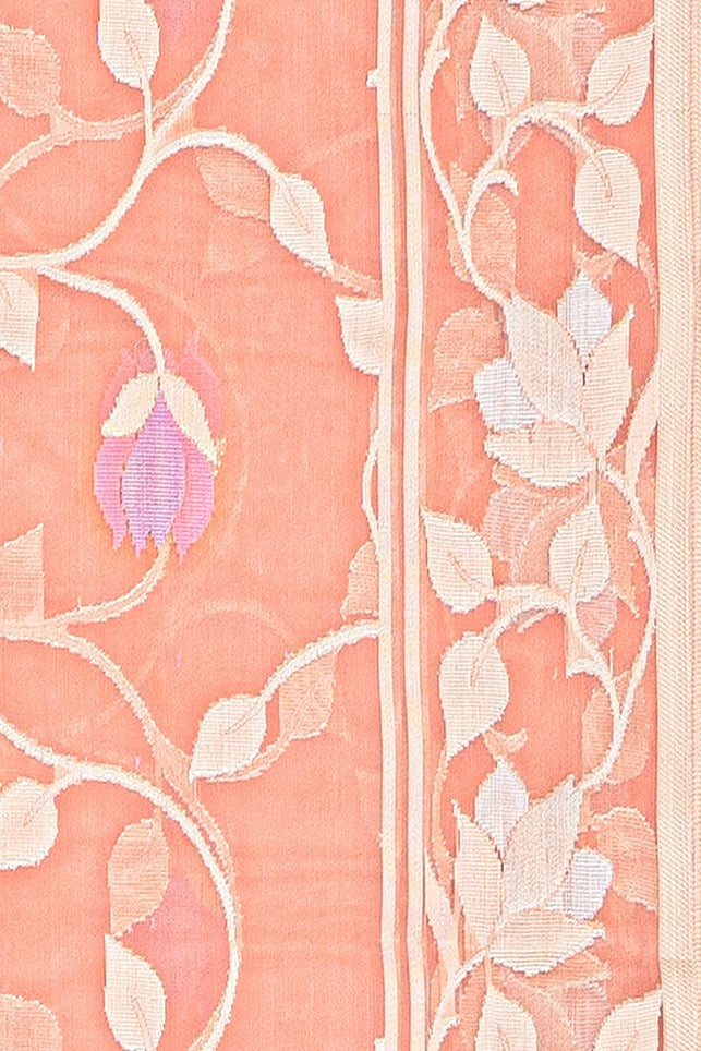 Pink Organza Saree with Veil Zariwork