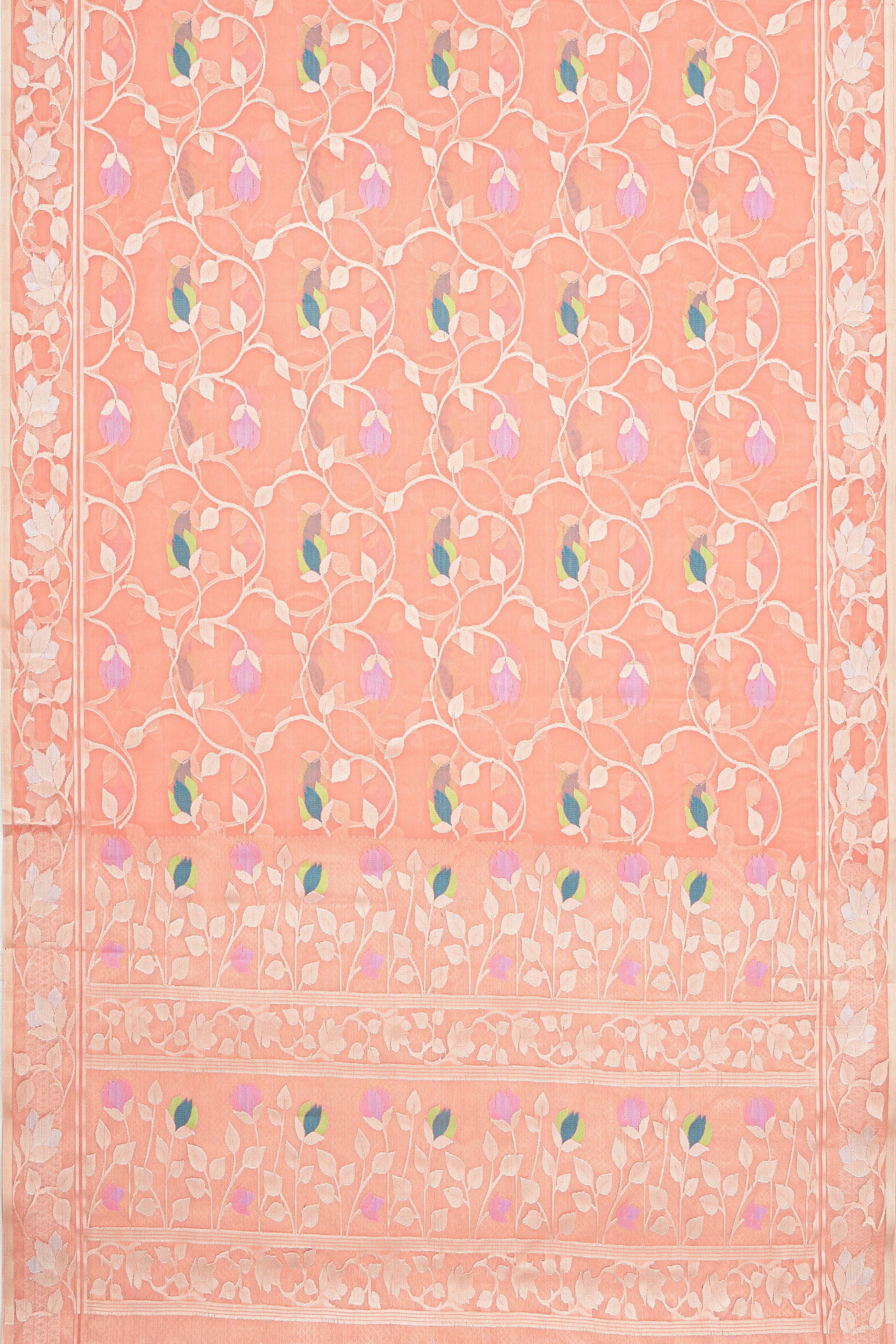 Pink Organza Saree with Veil Zariwork