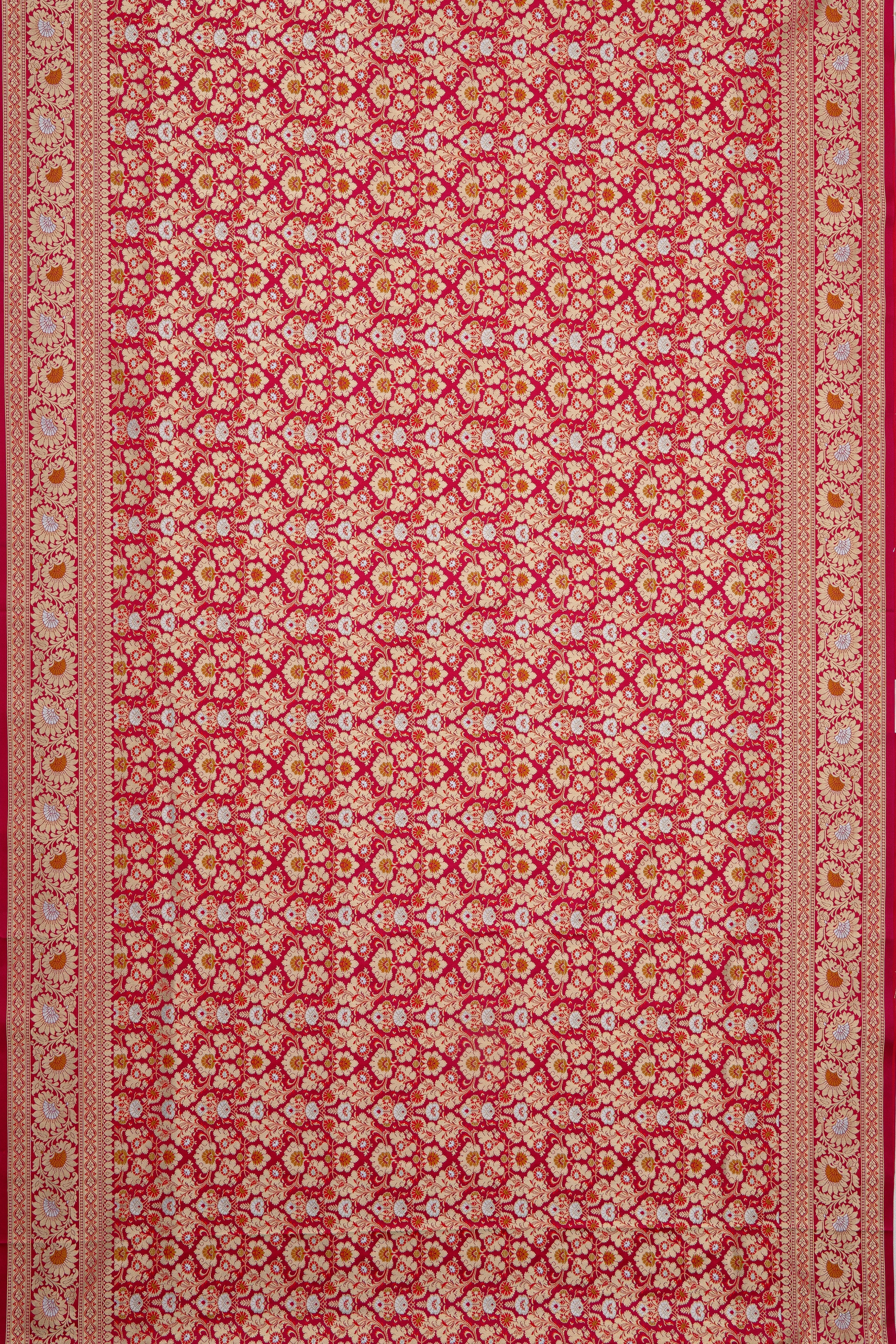 Rani Pink Katan Silk Jamawar Banarasi Saree