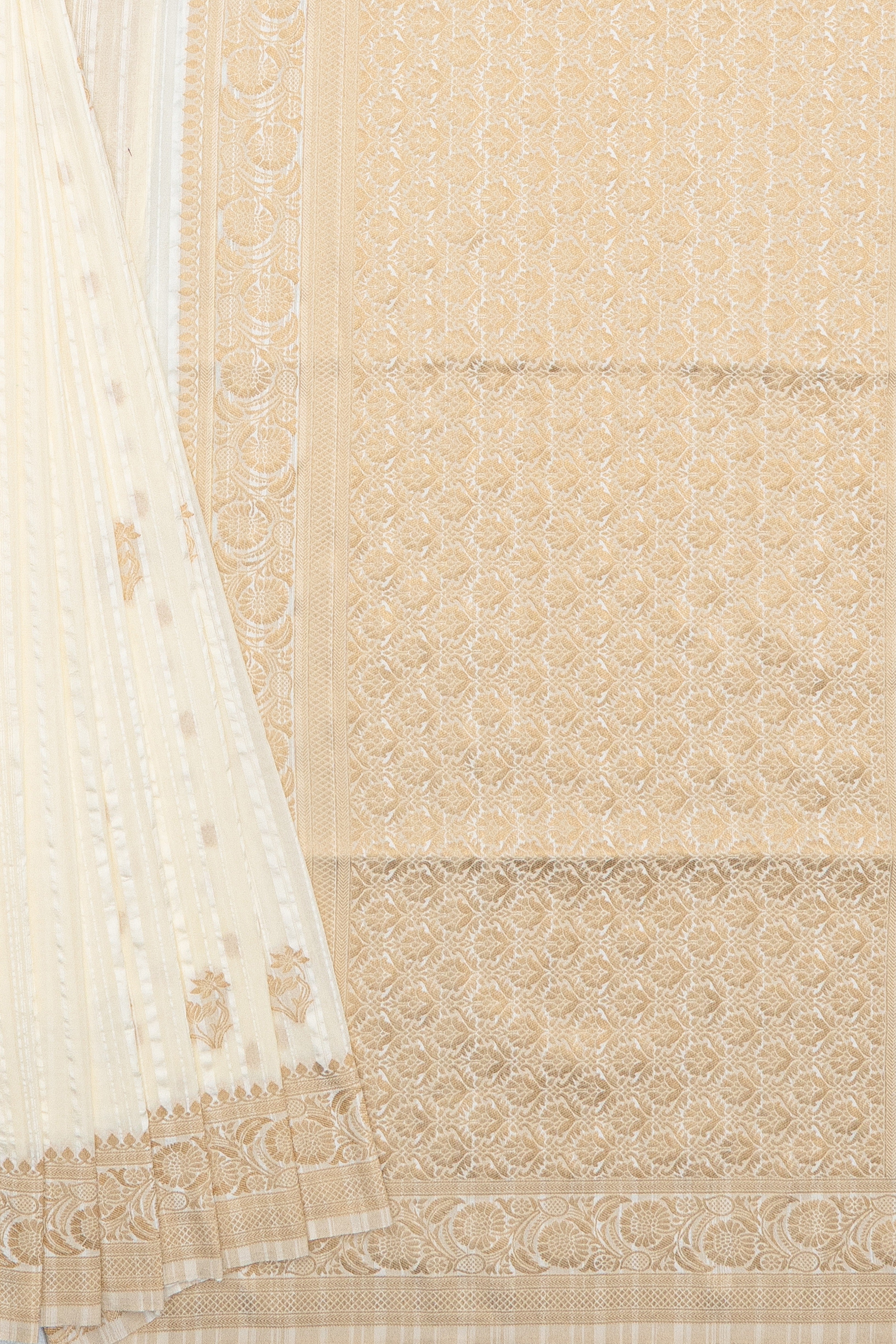 Cream Crepe Saree