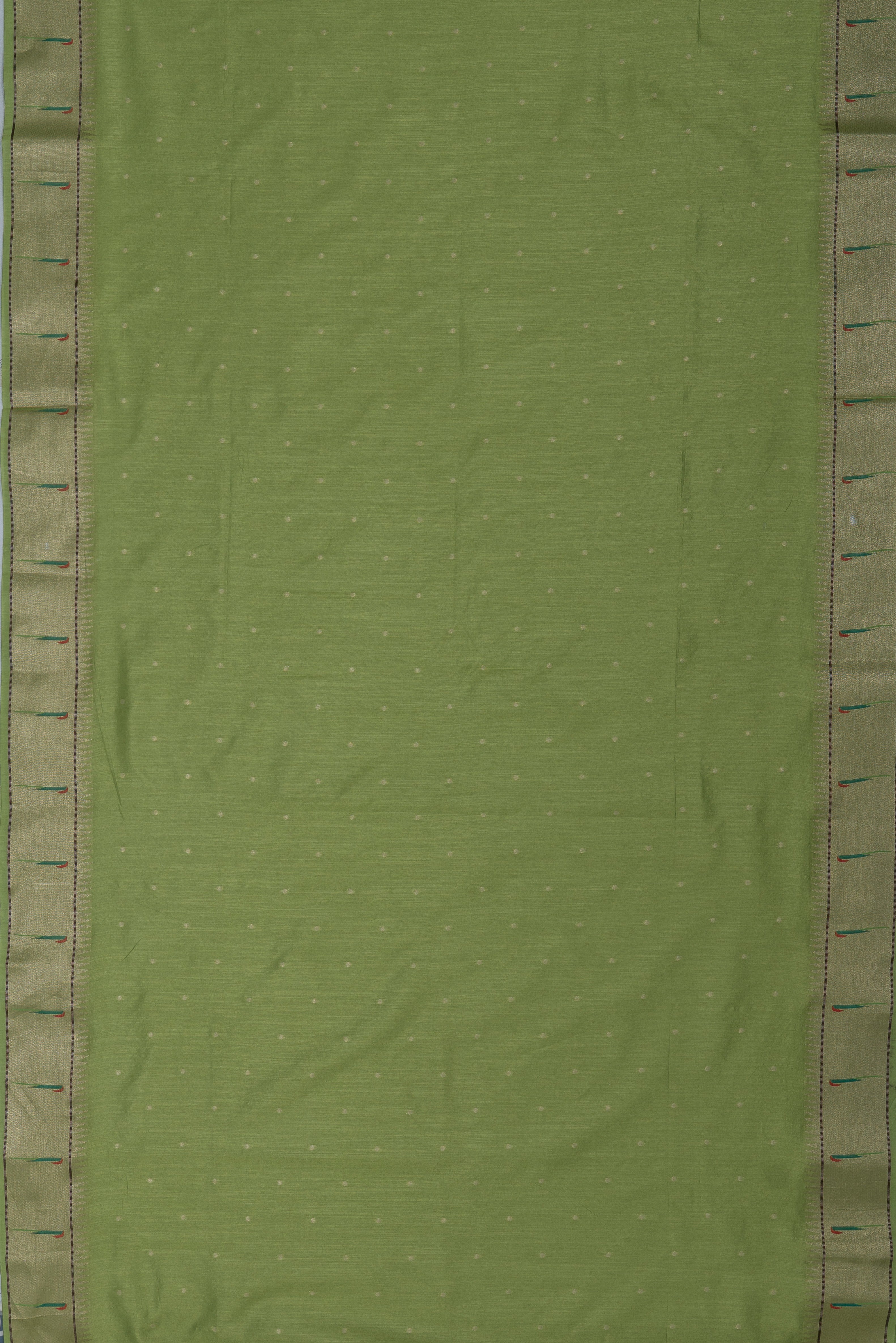 Lime Green Tussar Silk Munya Paithani with Tissue Jaal blouse