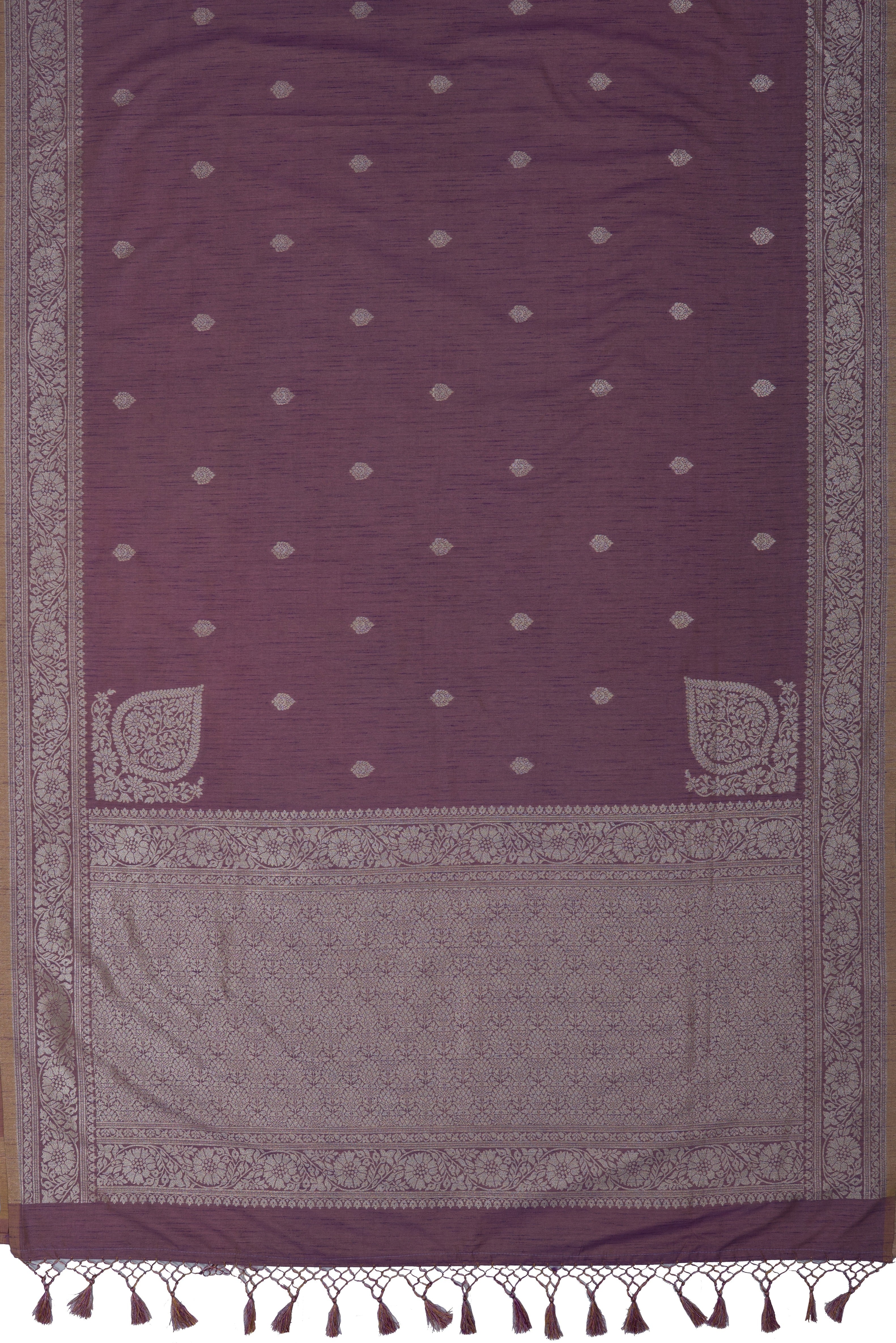 Pastel Purple Tussar Silk Banarasi Saree with Silver Zari butti