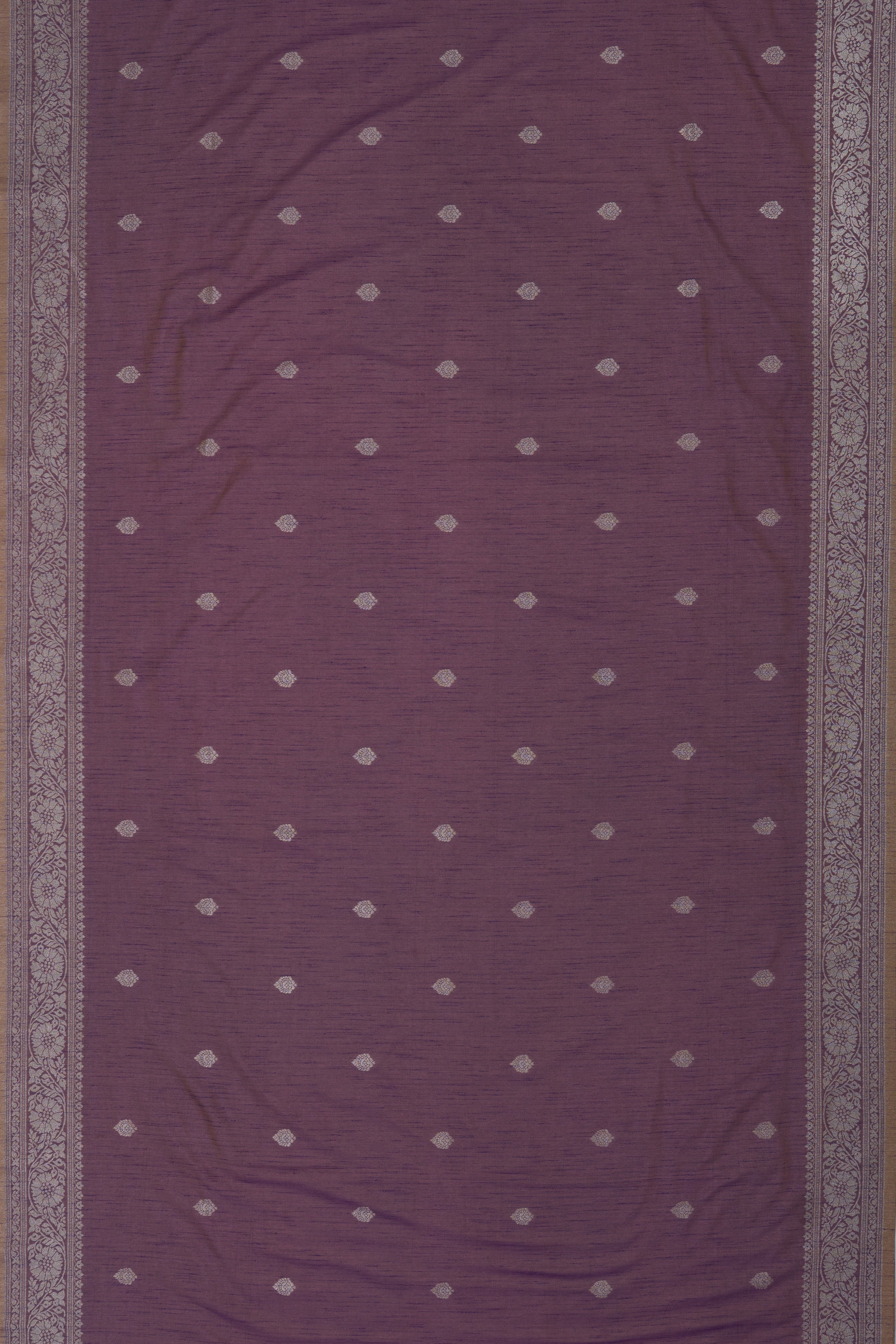 Pastel Purple Tussar Silk Banarasi Saree with Silver Zari butti