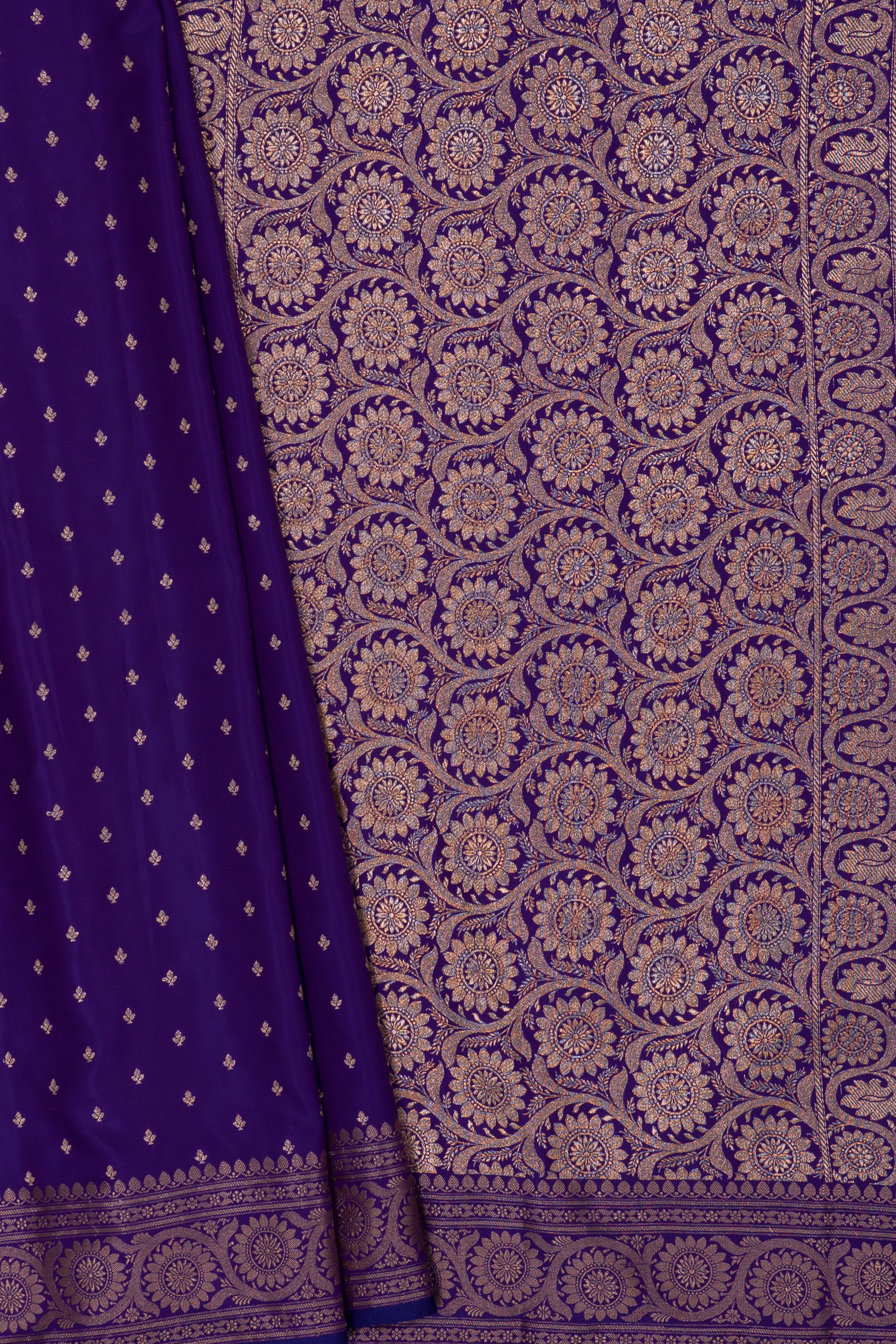 Royal Purple Soft Silk Banarasi Saree with Floral Pallu