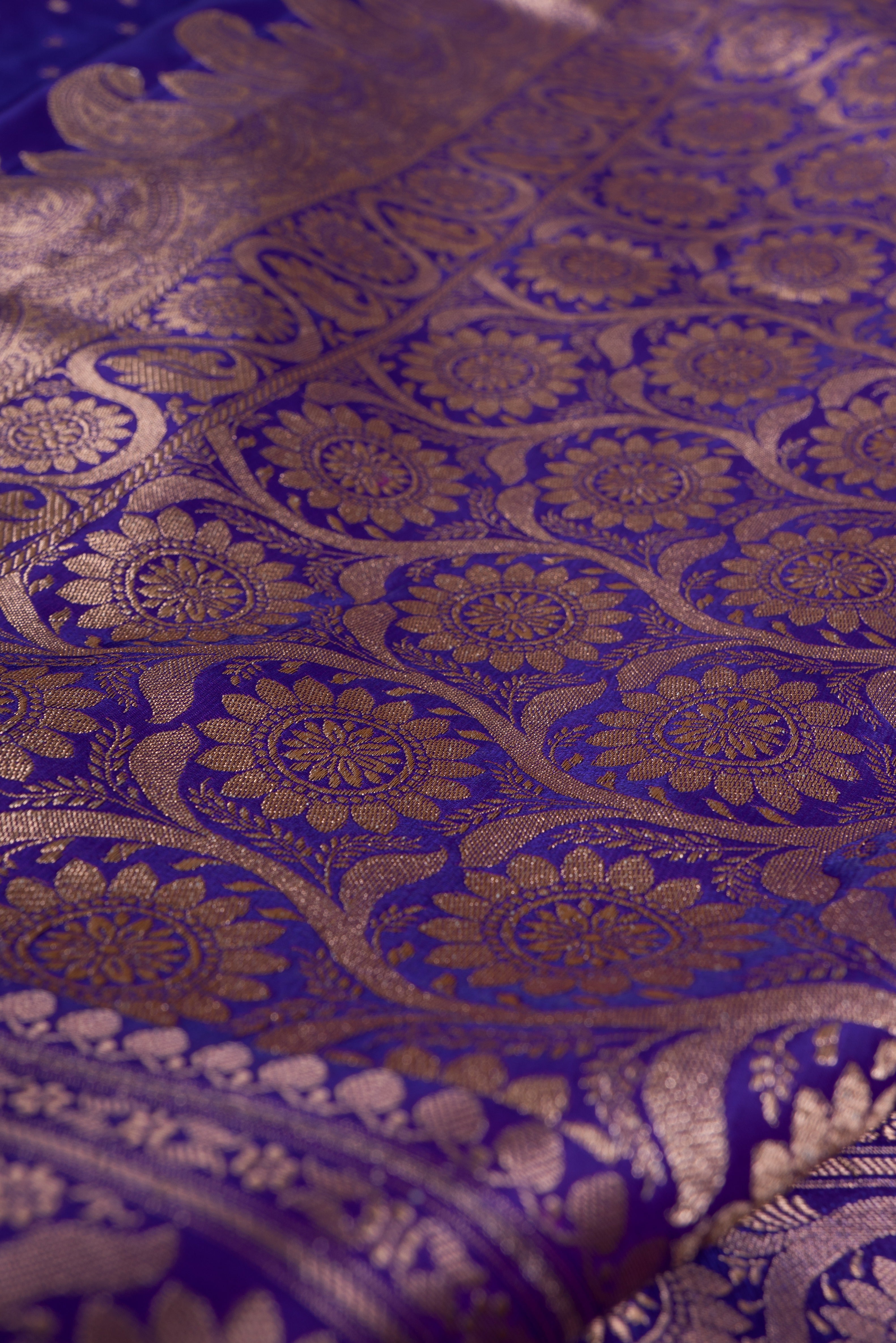 Royal Purple Soft Silk Banarasi Saree with Floral Pallu