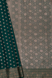Bottle Green Soft Silk Banarasi Saree with Jamdani Pallu
