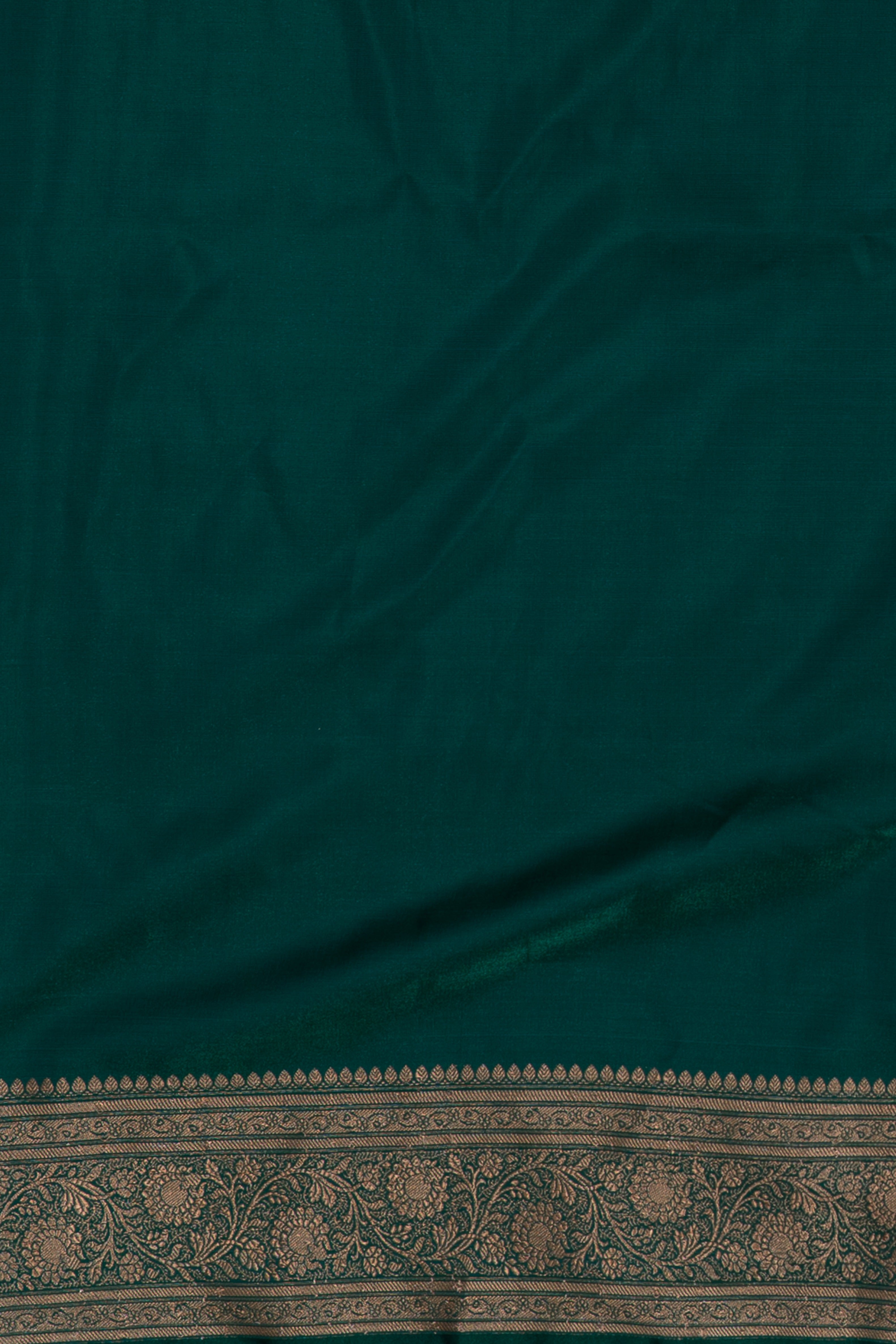 Bottle Green Soft Silk Banarasi Saree with Jamdani Pallu
