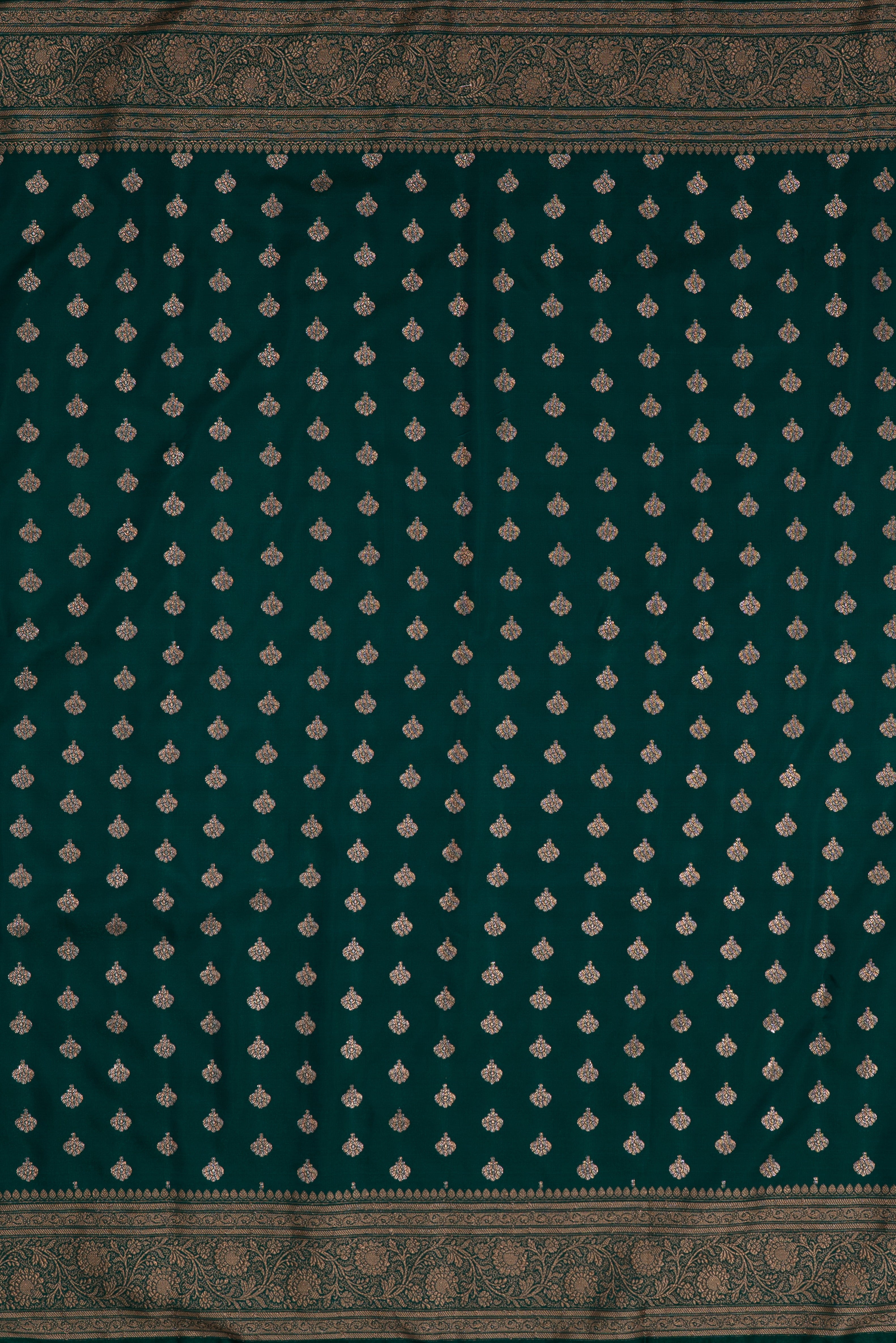 Bottle Green Soft Silk Banarasi Saree with Jamdani Pallu