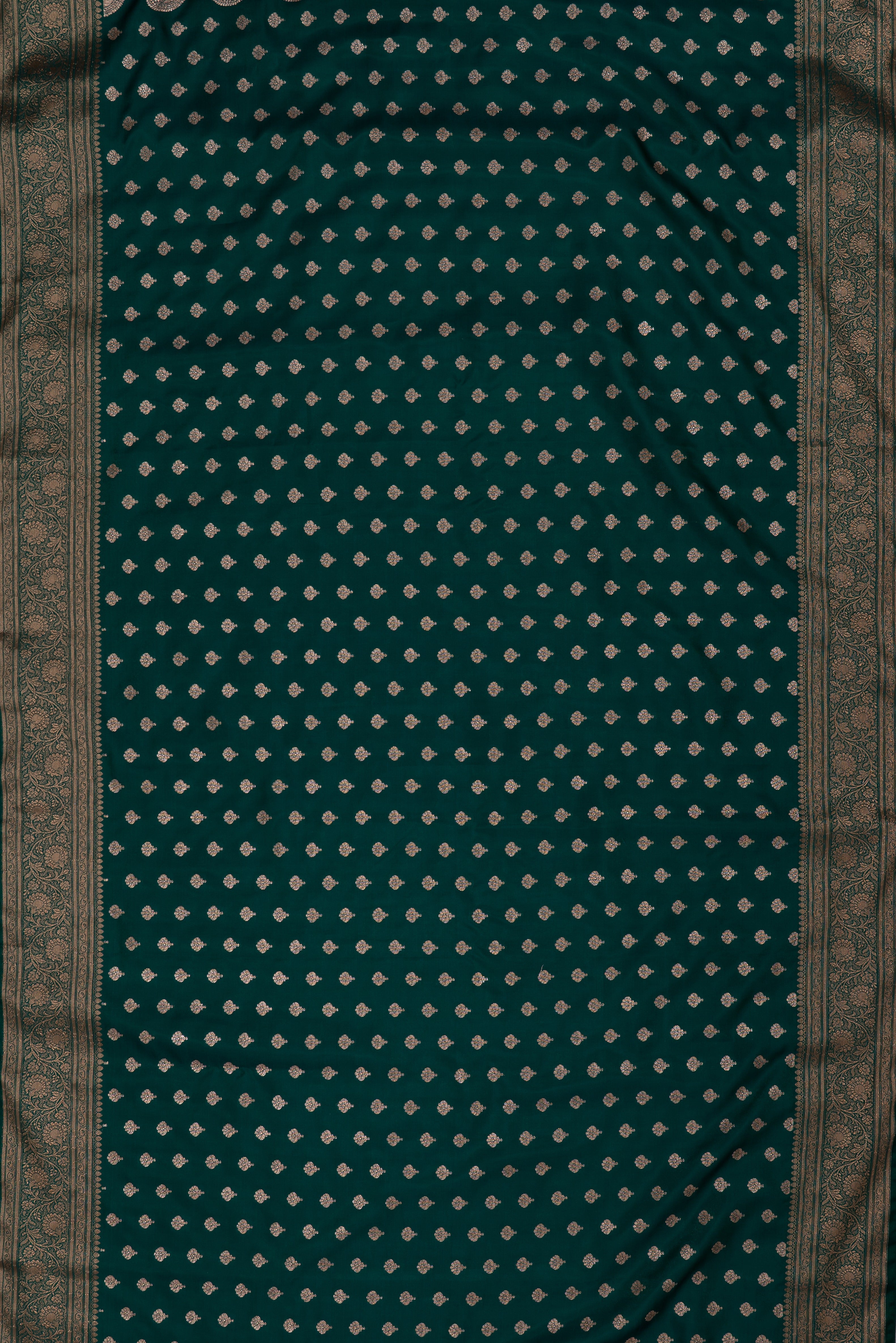Bottle Green Soft Silk Banarasi Saree with Jamdani Pallu