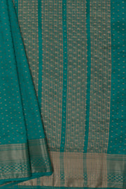 Sea Green Tussar Silk Banarasi Saree with heavy Gold Zari border