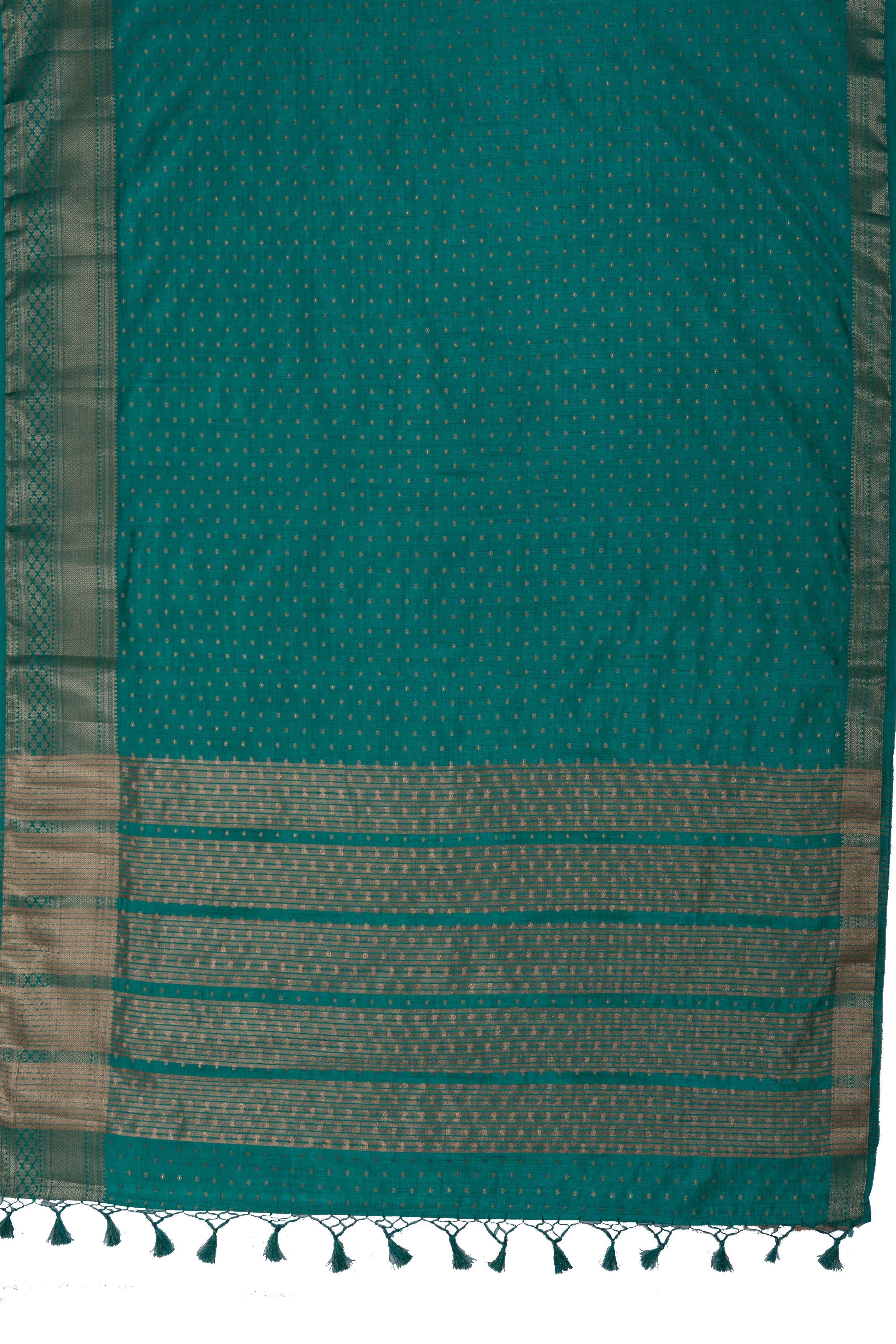 Sea Green Tussar Silk Banarasi Saree with heavy Gold Zari border