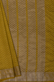 Haldi Yellow Tussar Silk Banarasi Saree with Gold Zari border and butti