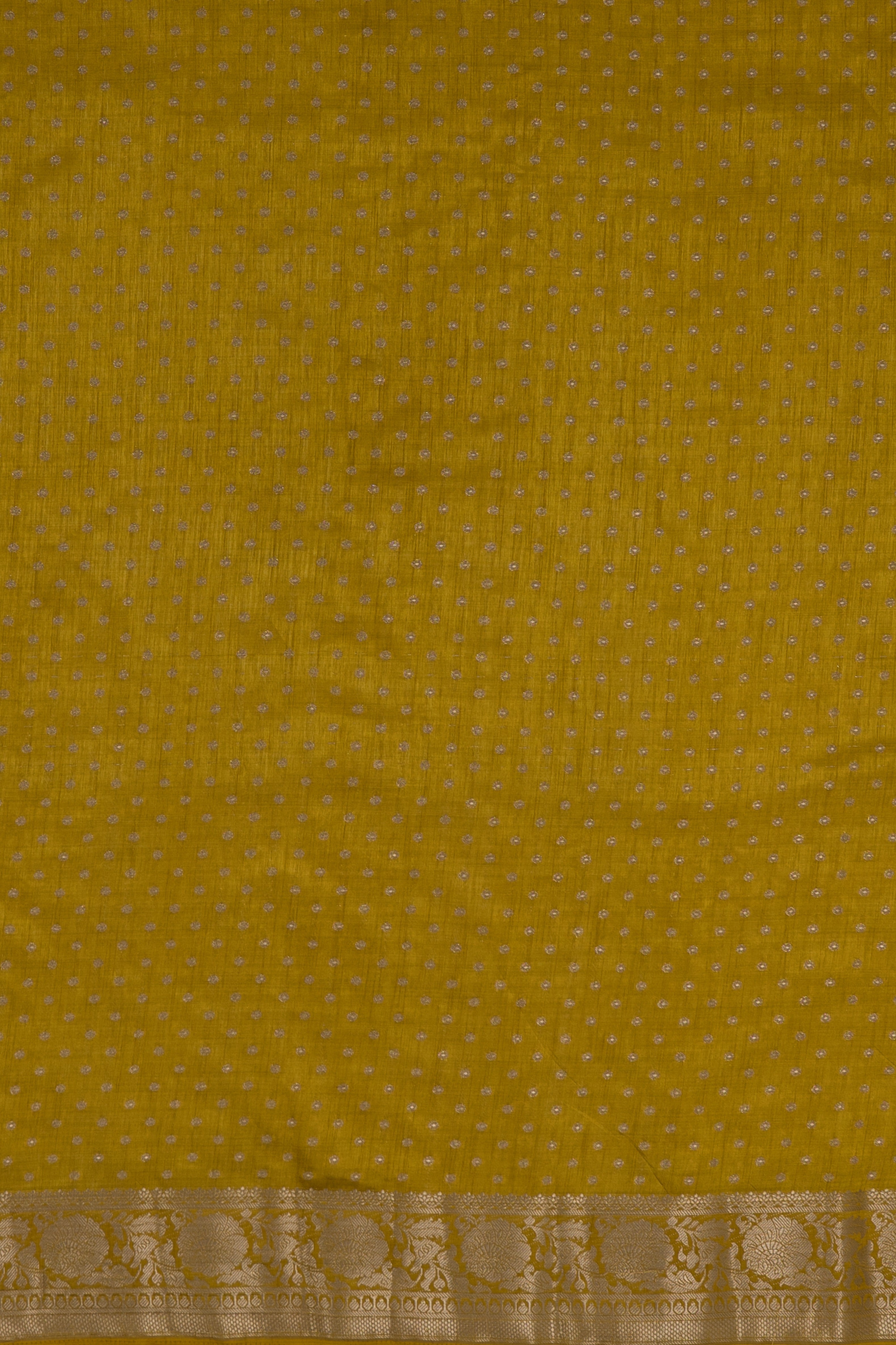 Haldi Yellow Tussar Silk Banarasi Saree with Gold Zari border and butti