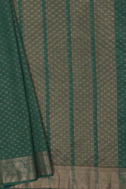 Forest Green Tussar Silk Banarasi Saree with heavy Gold Zari border