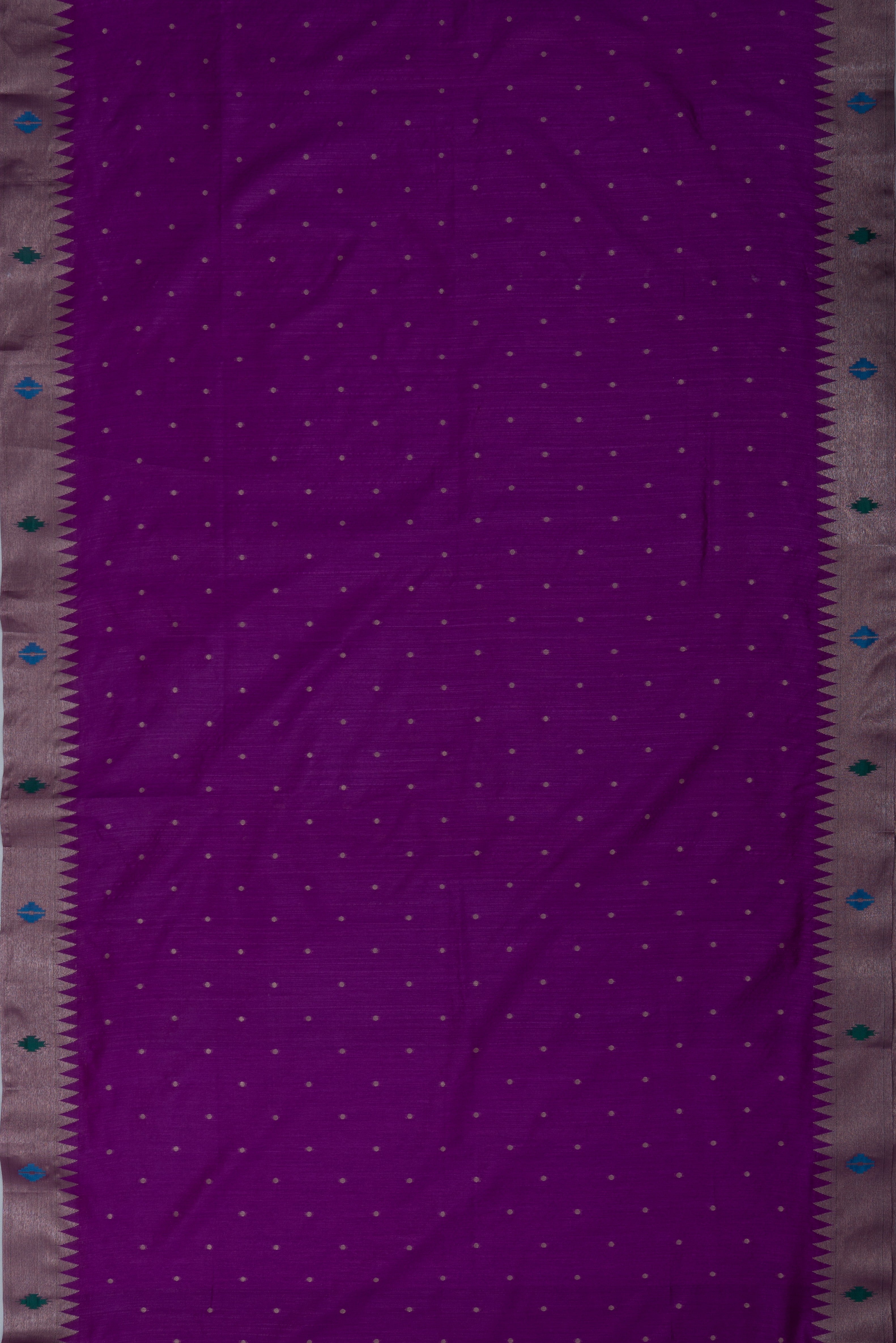 Purple Tussar Silk Paithani with Meena Pallu and Tissue blouse