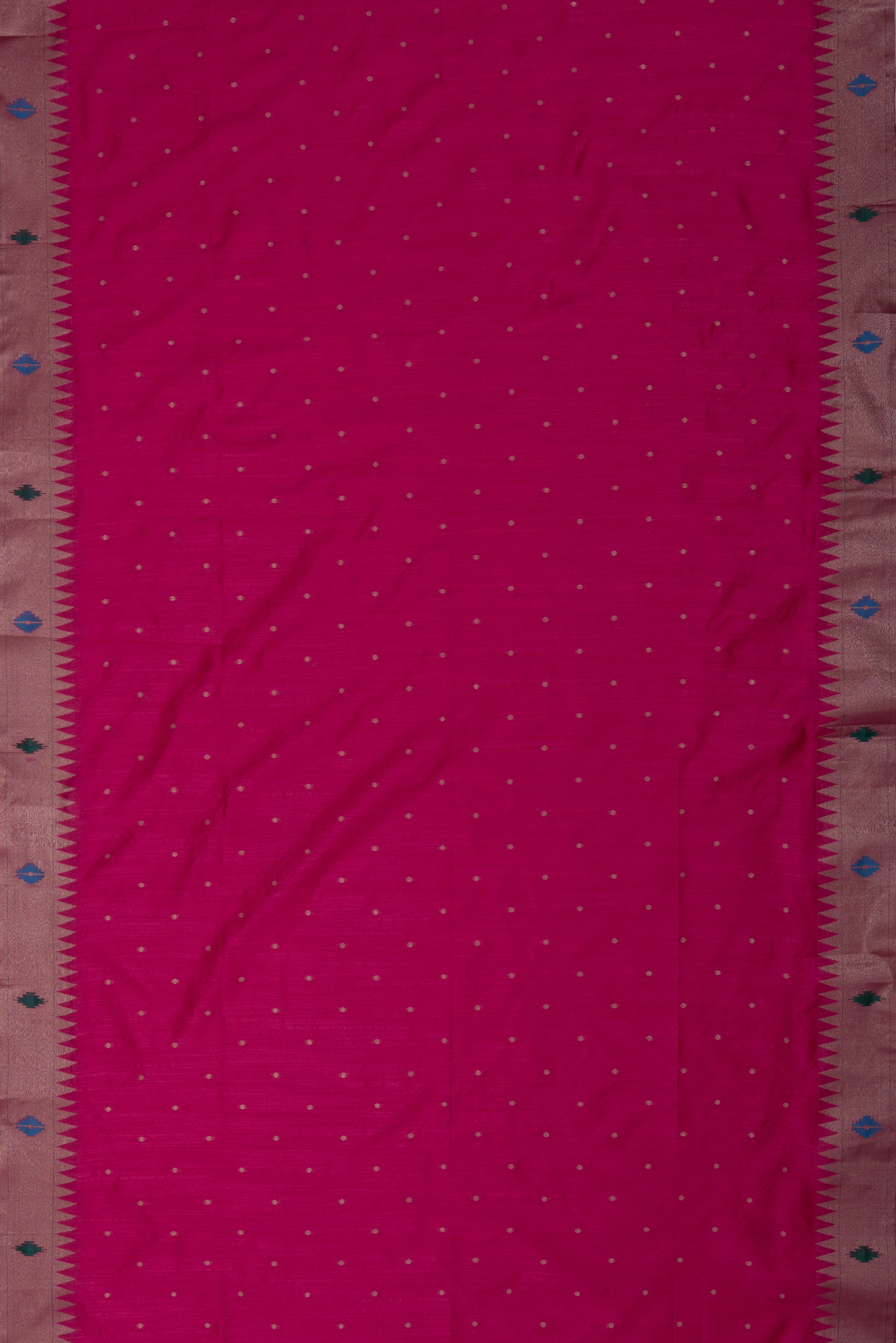 Rani Pink Tussar Silk Paithani with Meena Pallu and Tissue blouse