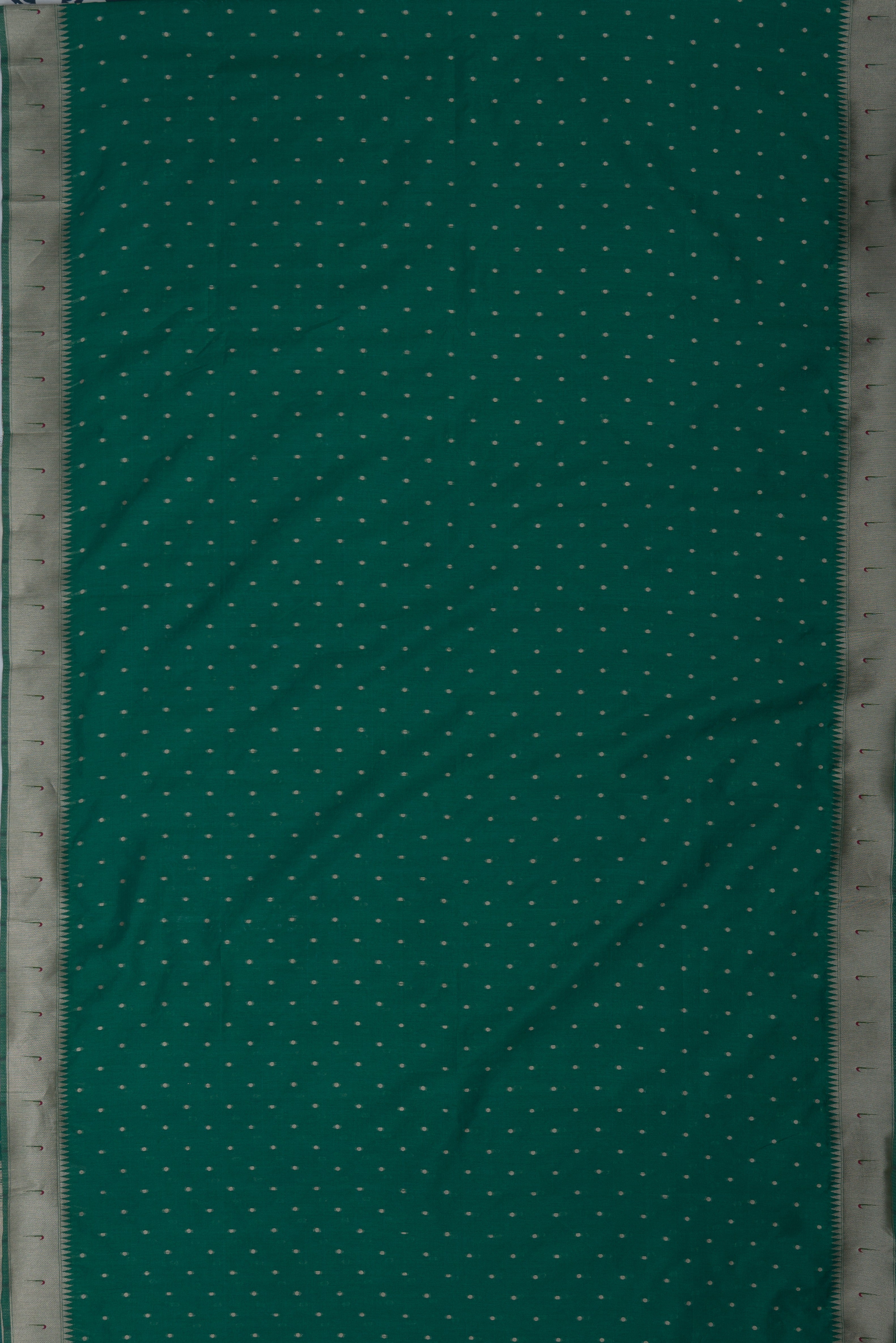 Panna Green Tussar Silk Paithani Saree with Munya border and Resham Zari