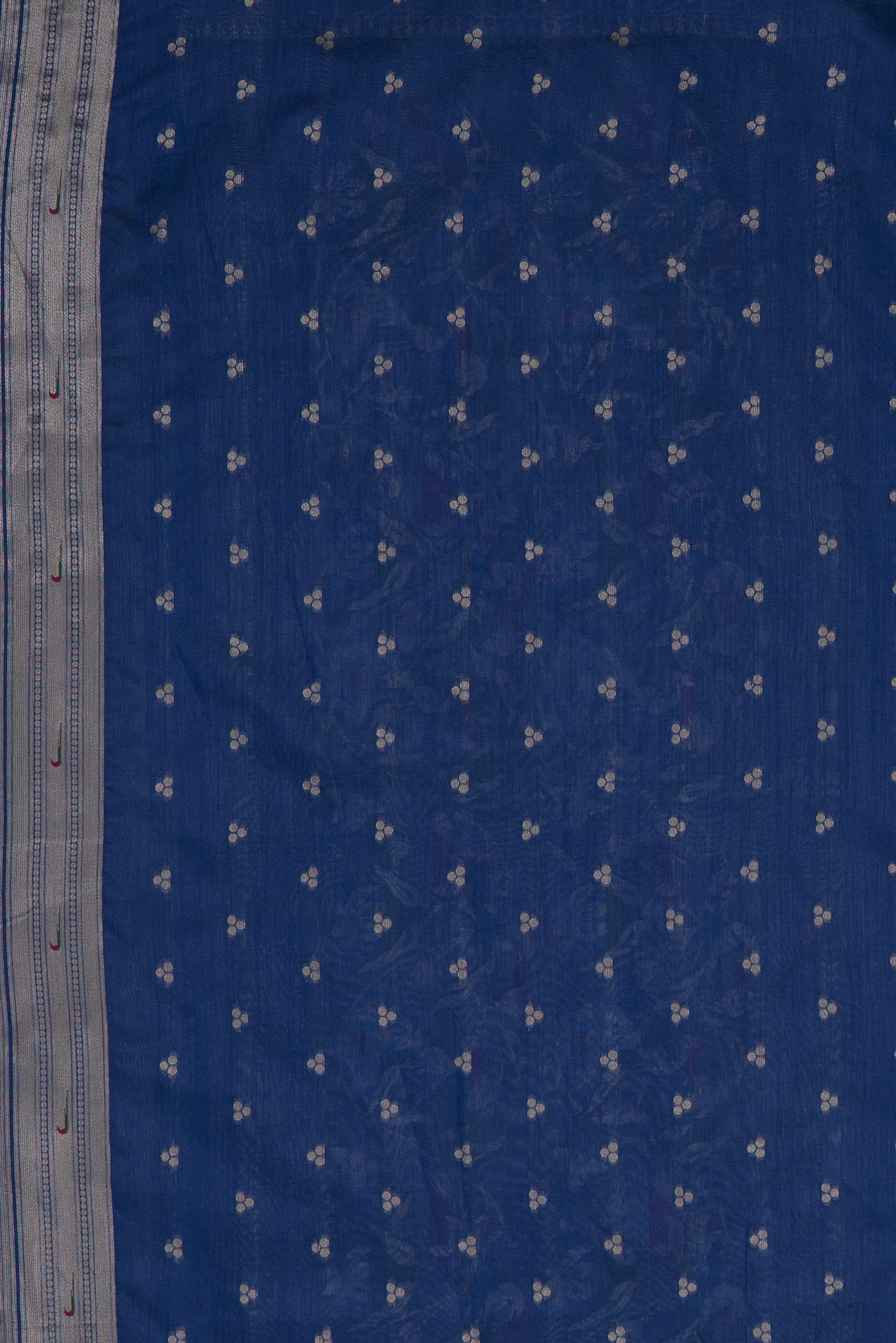 Indigo Blue Tussar Silk Munya Paithani with Silver Zari Irkal and Bangdi Mor Pallu