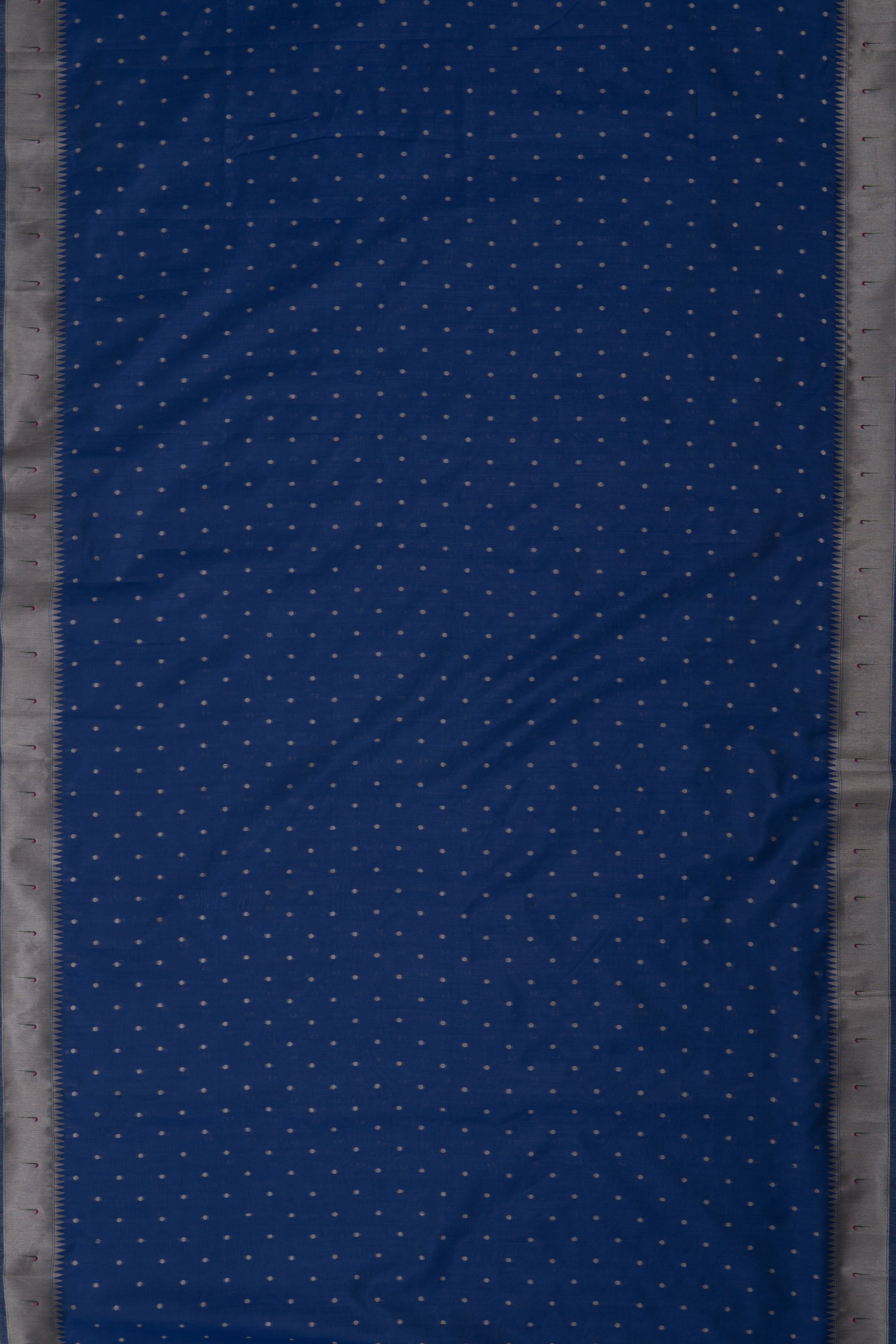 Indigo Blue Tussar Silk Munya Paithani with Silver Zari Irkal and Bangdi Mor Pallu