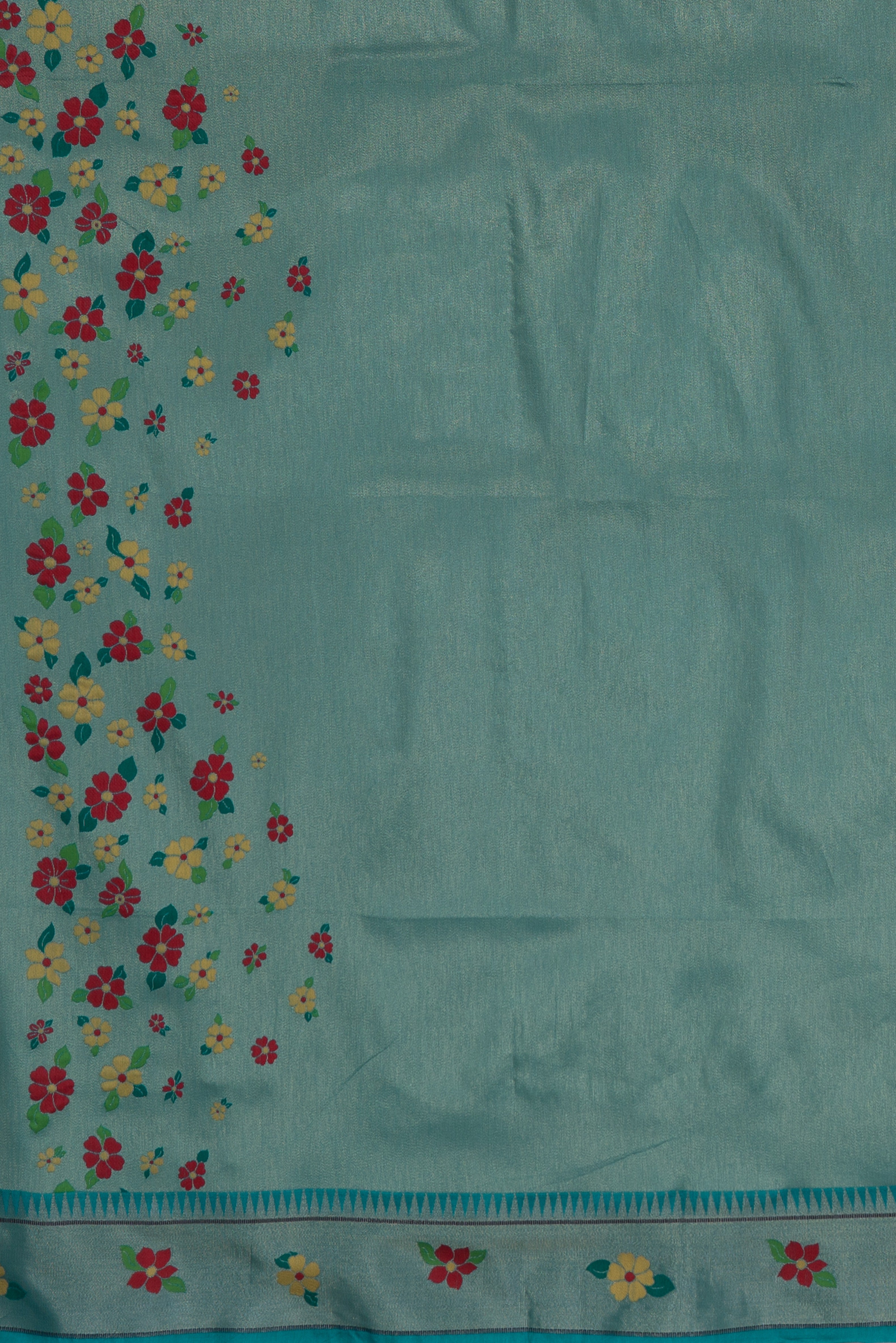 Rama Green Tussar Silk Paithani with Designer Tissue blouse and Parrot Pallu